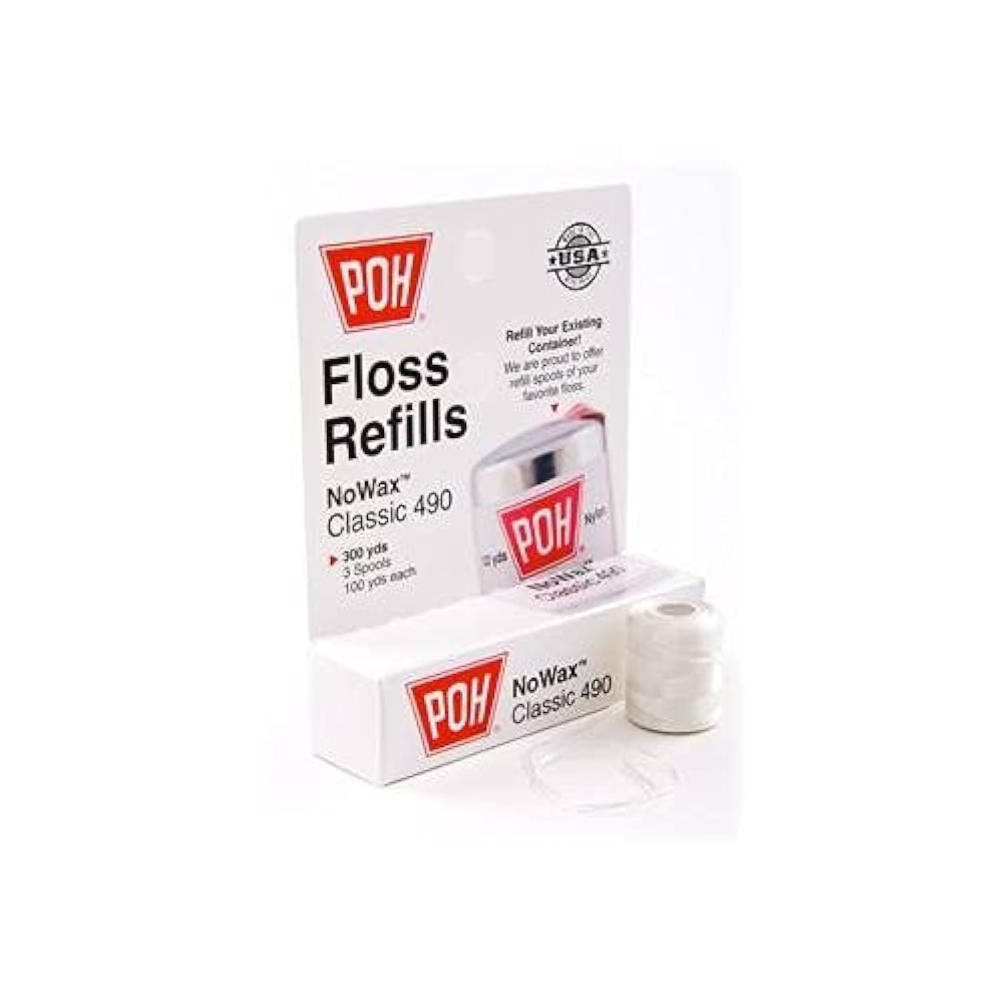 POH Floss Refills NoWax Classic 490 โ 300yds (3 Spools, 100yds each)