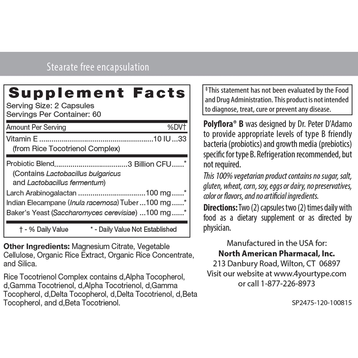 Polyflora B 120 VegCaps (POLY8) โ Probiotic Supplement | 100% Veggie Capsules