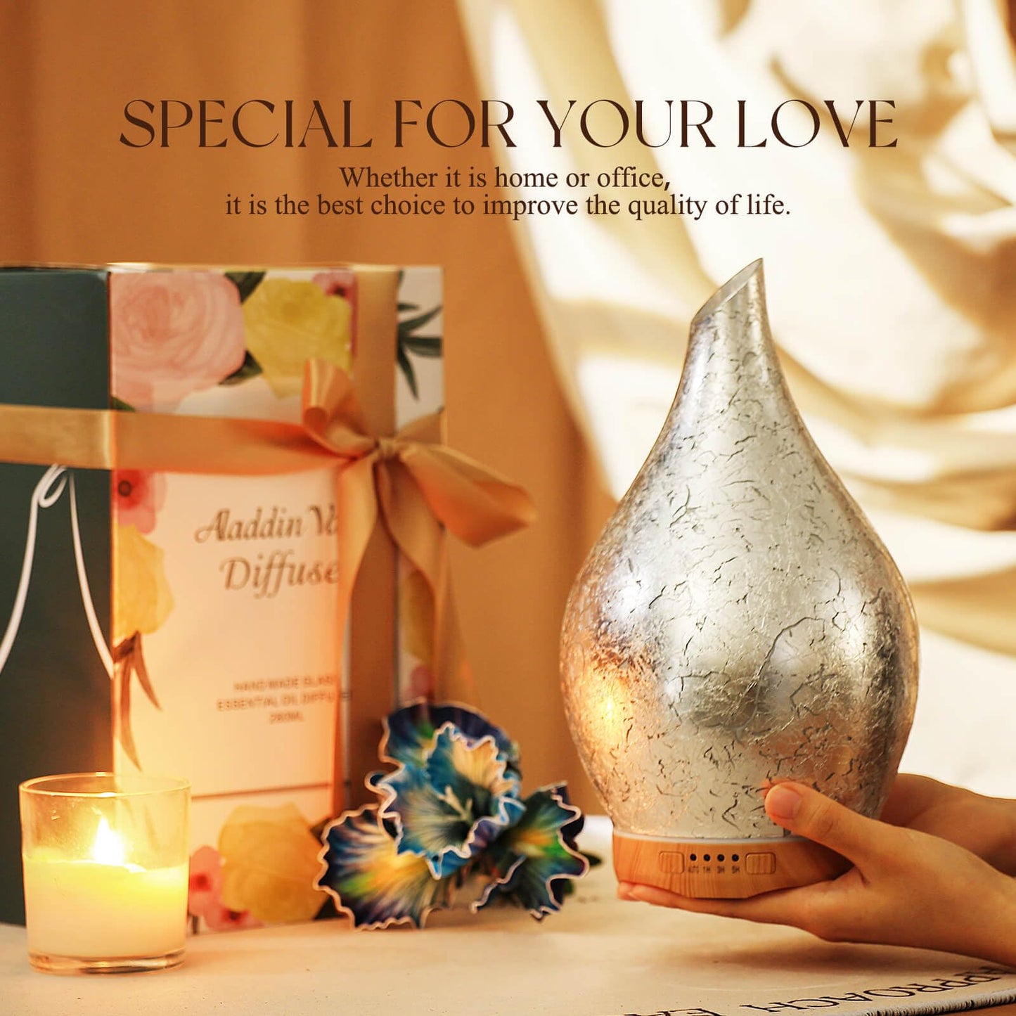 Porseme 280ml Essential Oil Diffuser โ 3D Glass Aromatherapy, Ultrasonic Mist, BPA Free, Waterless Auto-Off