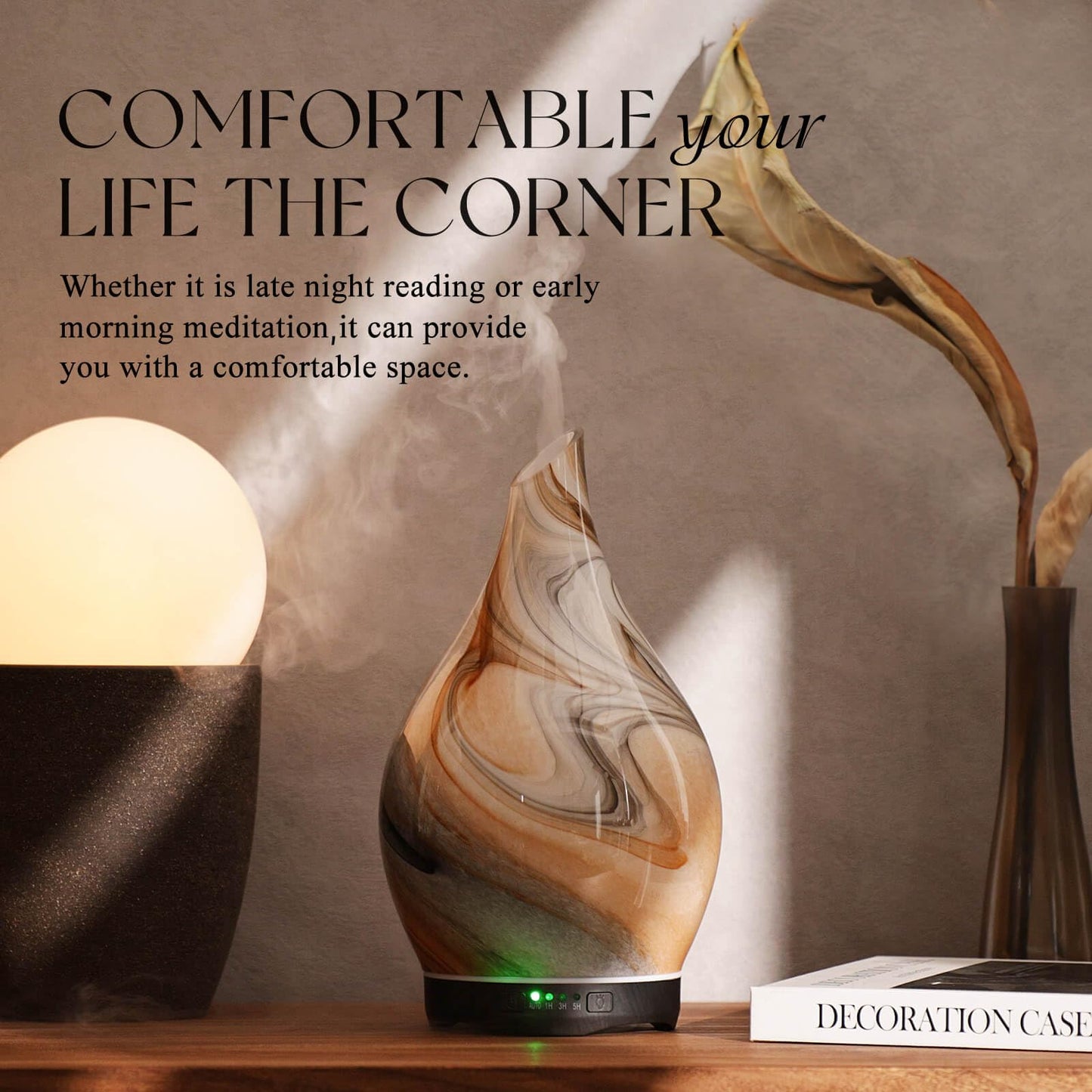 Porseme 280ml Glass Essential Oil Diffuser โ Color Changing LED, Ultrasonic Humidifier, Auto-Off (Jupiter)