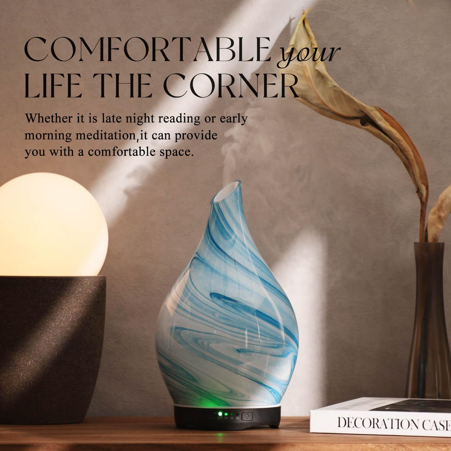 Porseme 280ml Essential Oil Diffuser โ Blue Ink | Glass, Auto-Off, 7h Run Time