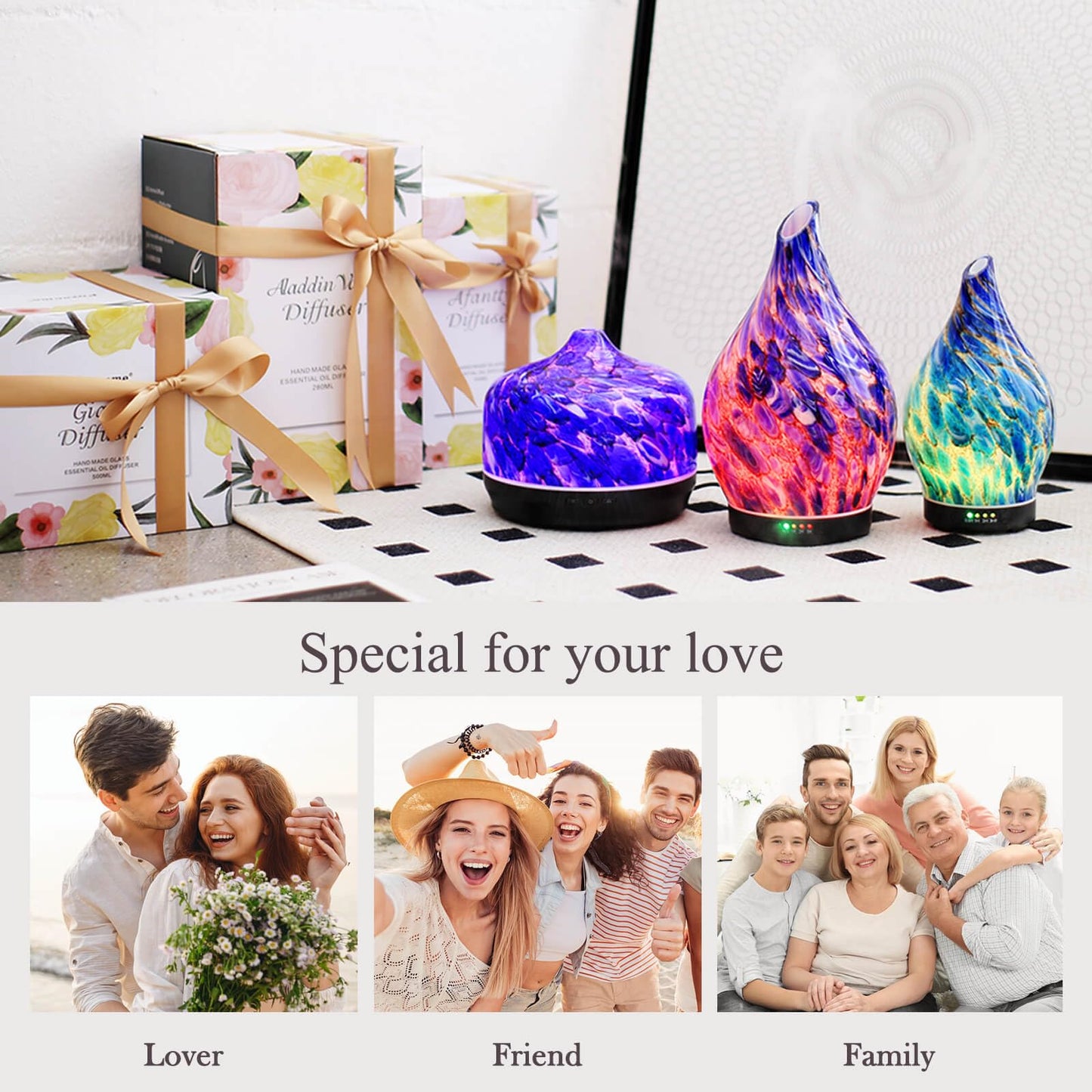 Porseme 150ml Glass Essential Oil Diffuser โ Deep Blue Color Changing Humidifier