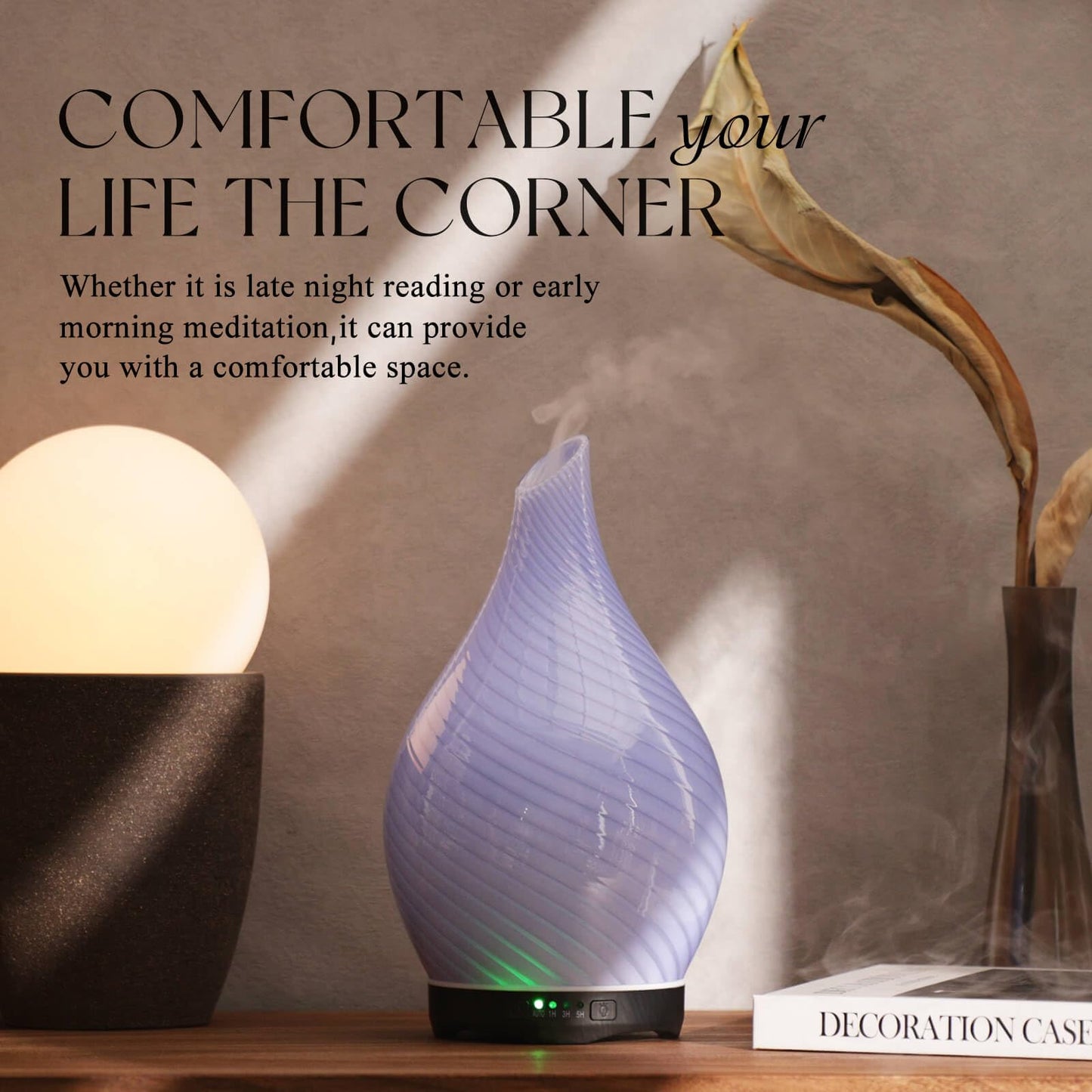 Porseme 280ml Glass Diffuser โ Color Changing LED, Auto-Off | Ultrasonic Aroma Humidifier