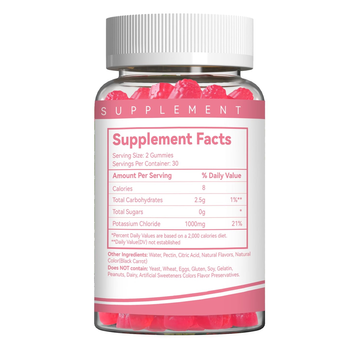 Potassium Gummies 1000mg โ Sugar Free, Vegan (60 Count) | For Adults