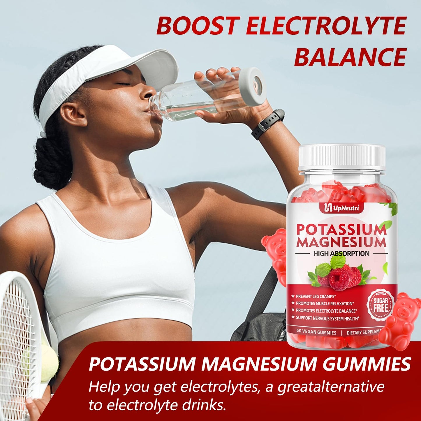 Potassium Magnesium Gummies for Adults & Kids – Sugar-Free, Vegan | 60 Count