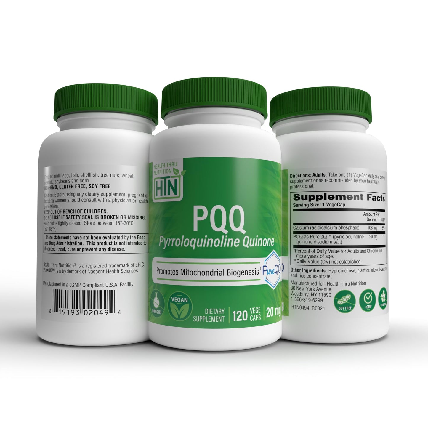 PQQ 20mg 120 Servings โ PureQQ | Mitochondrial Biogenesis | Vegan