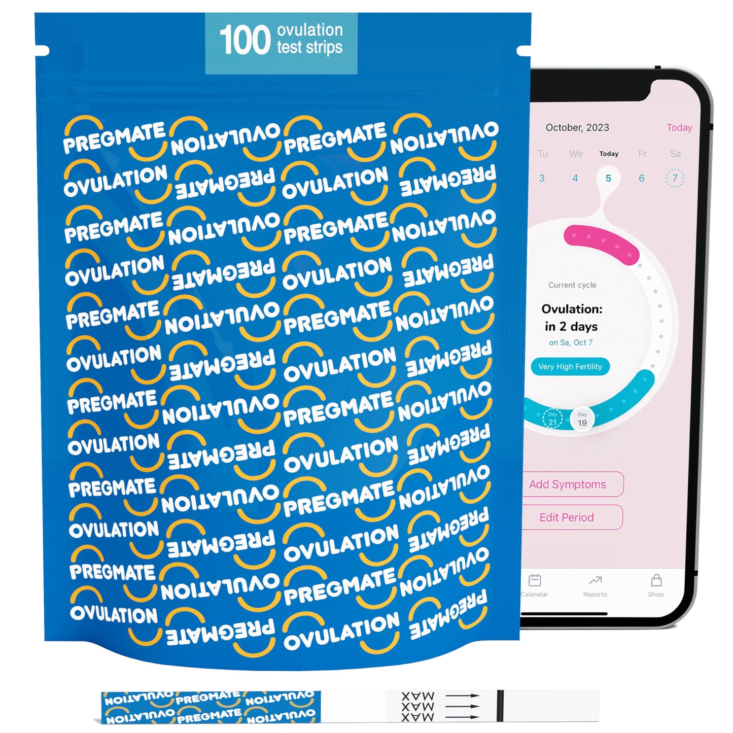 Pregmate 100 Ovulation Test Strips โ Numerical LH Result (100 Count)
