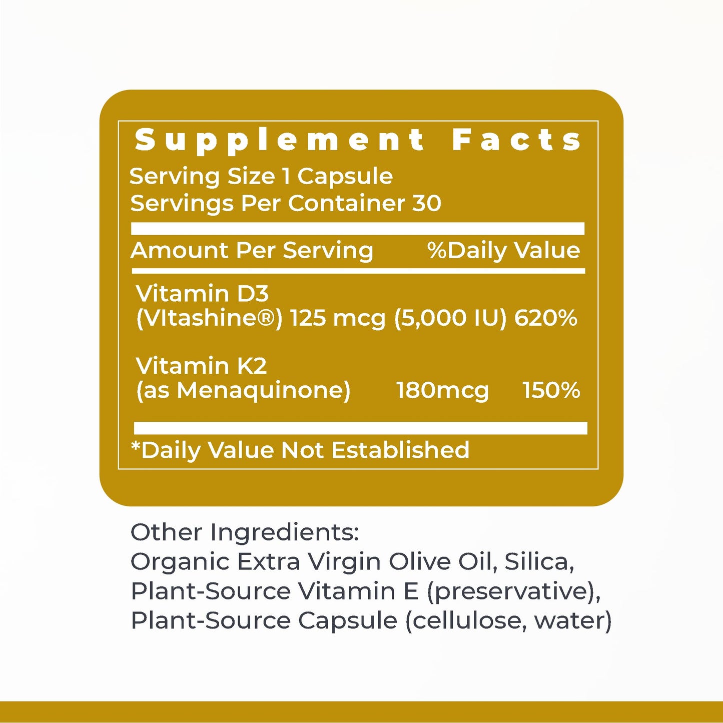 Premier Research Labs Vitamin D3 + K2 5000 IU β Vegan, Gluten-Free Bone & Heart Support, 30 Plant-Based Capsules