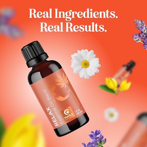 Relaxing Essential Oil Blend for Diffuser โ Lavender, Geranium, Roman Chamomile & Ylang Ylang | Stress Relief Diffuser Oils