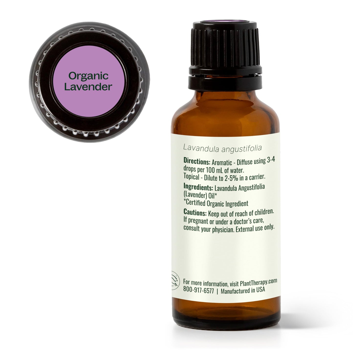 Plant Therapy Organic Lavender Essential Oil 30 mL โ 100% Pure, USDA Certified Organic