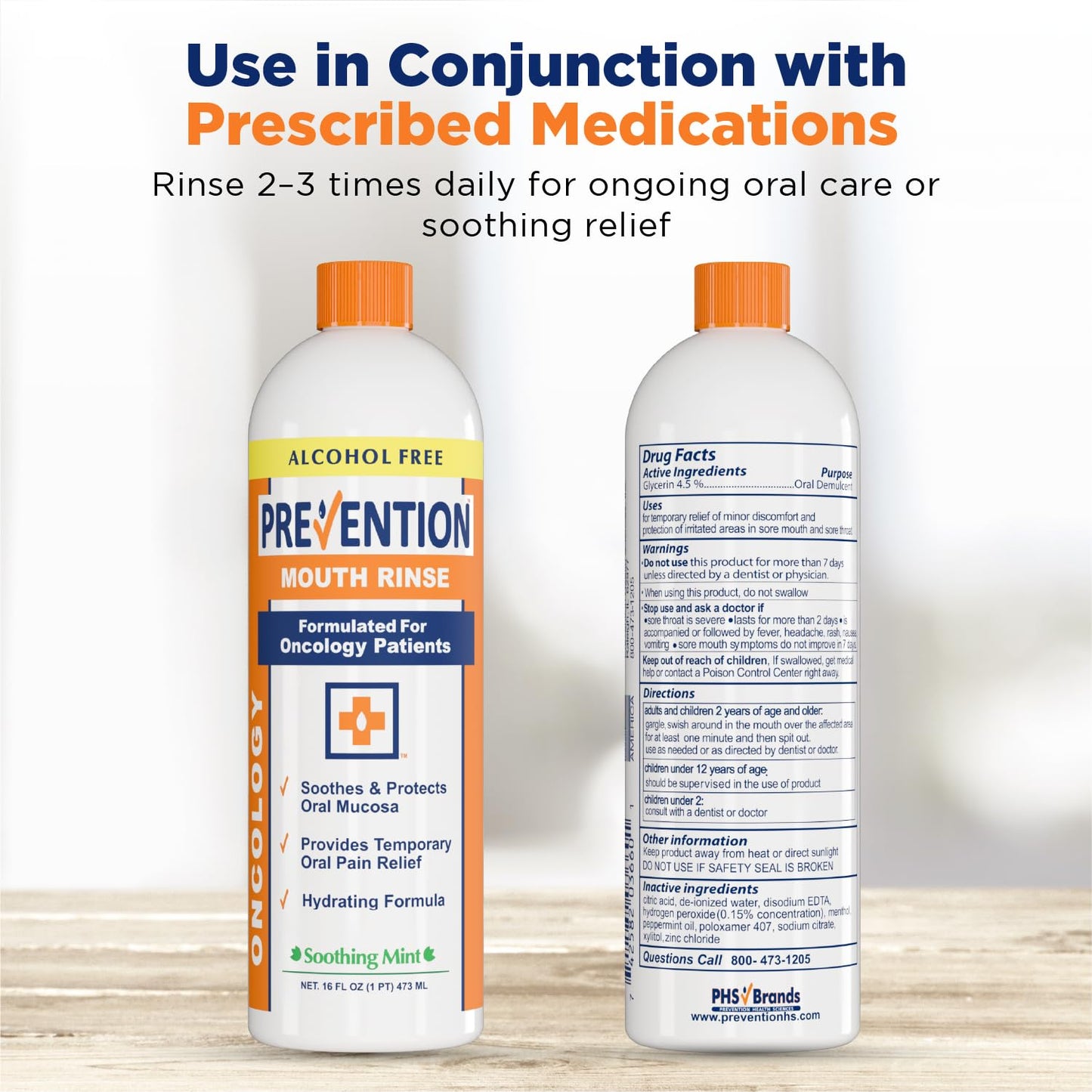 Prevention Oncology Alcohol-Free Mouthwash 16 oz (2-Pack) โ Soothing, Gentle & Moisturizing