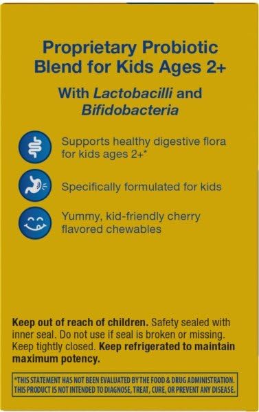 Nature's Way Primadophilus Probiotic Chewables for Kids โ 3B CFU, Cherry Flavor | Ages 2+