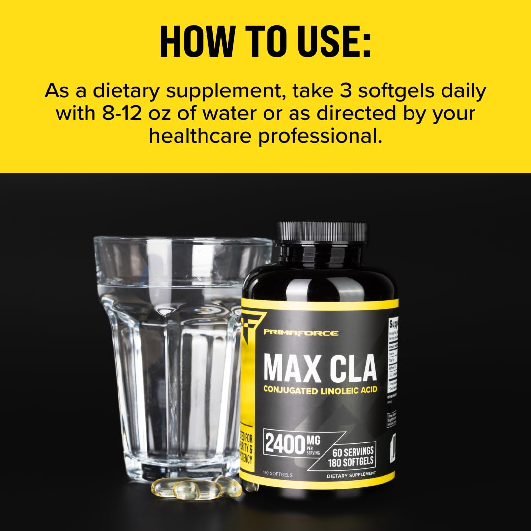 Primaforce CLA 2400 mg per Serving โ 180 Softgels, Non-Stim, GMO & Gluten Free