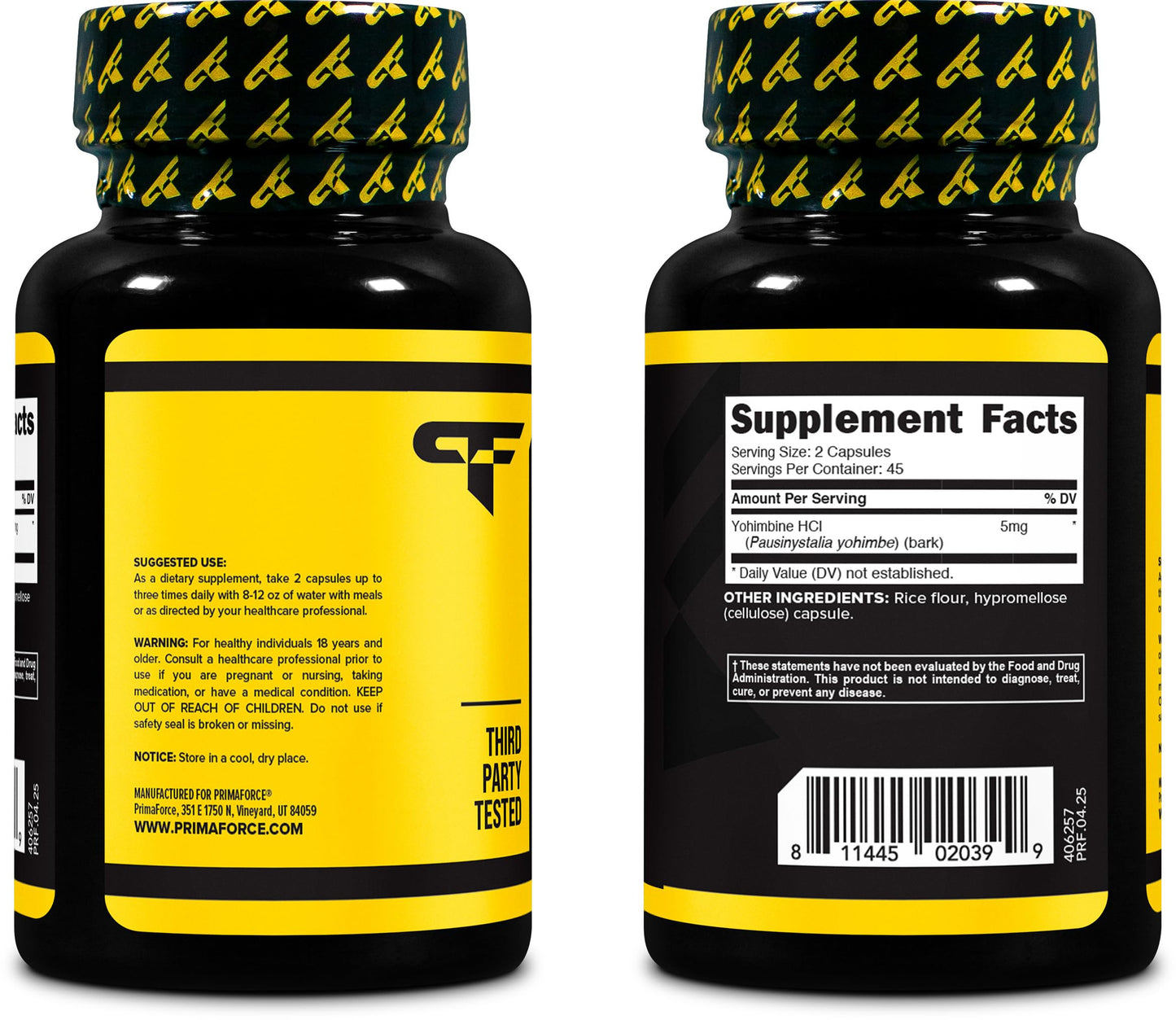 Primaforce Yohimbine HCl 2.5mg โ 90 Capsules | GMO Free & Gluten Free