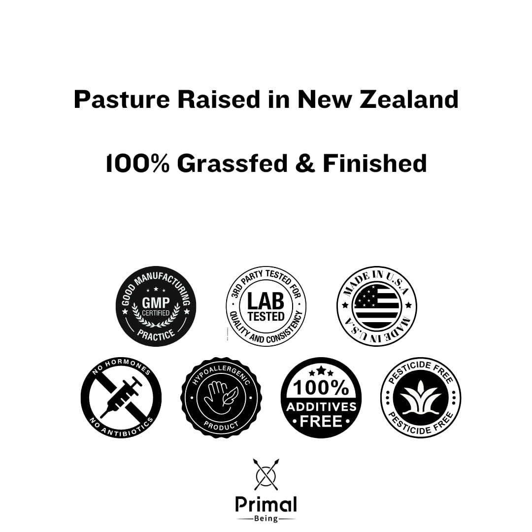 Primal Being Grass-Fed Beef Cartilage Collagen (Type I-V & XI) โ Hair, Skin, Nails & Joints | 120 Capsules