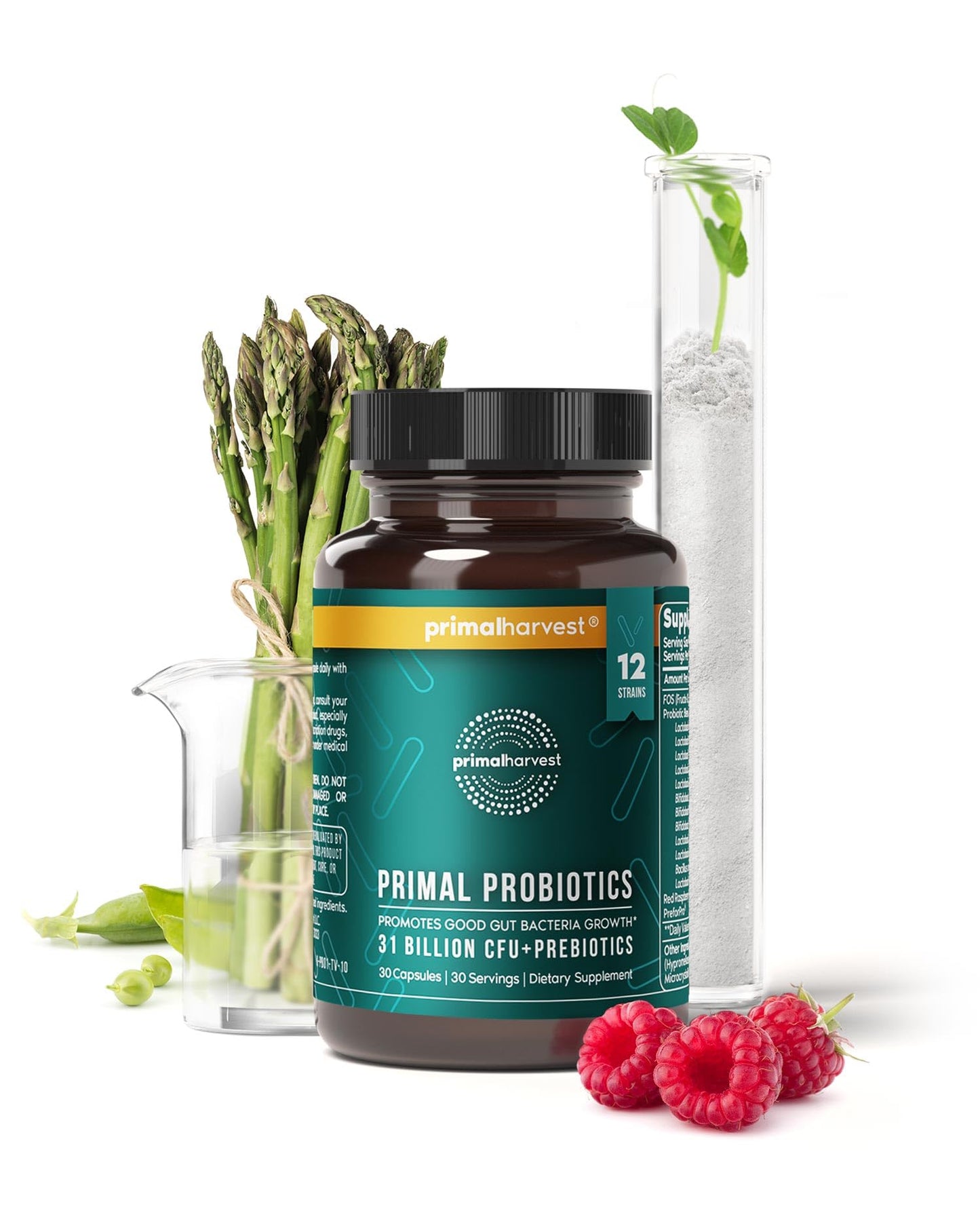Primal Harvest Probiotics for Women & Men β Daily Probiotic Supplement, 12 Strains, 30 Capsules