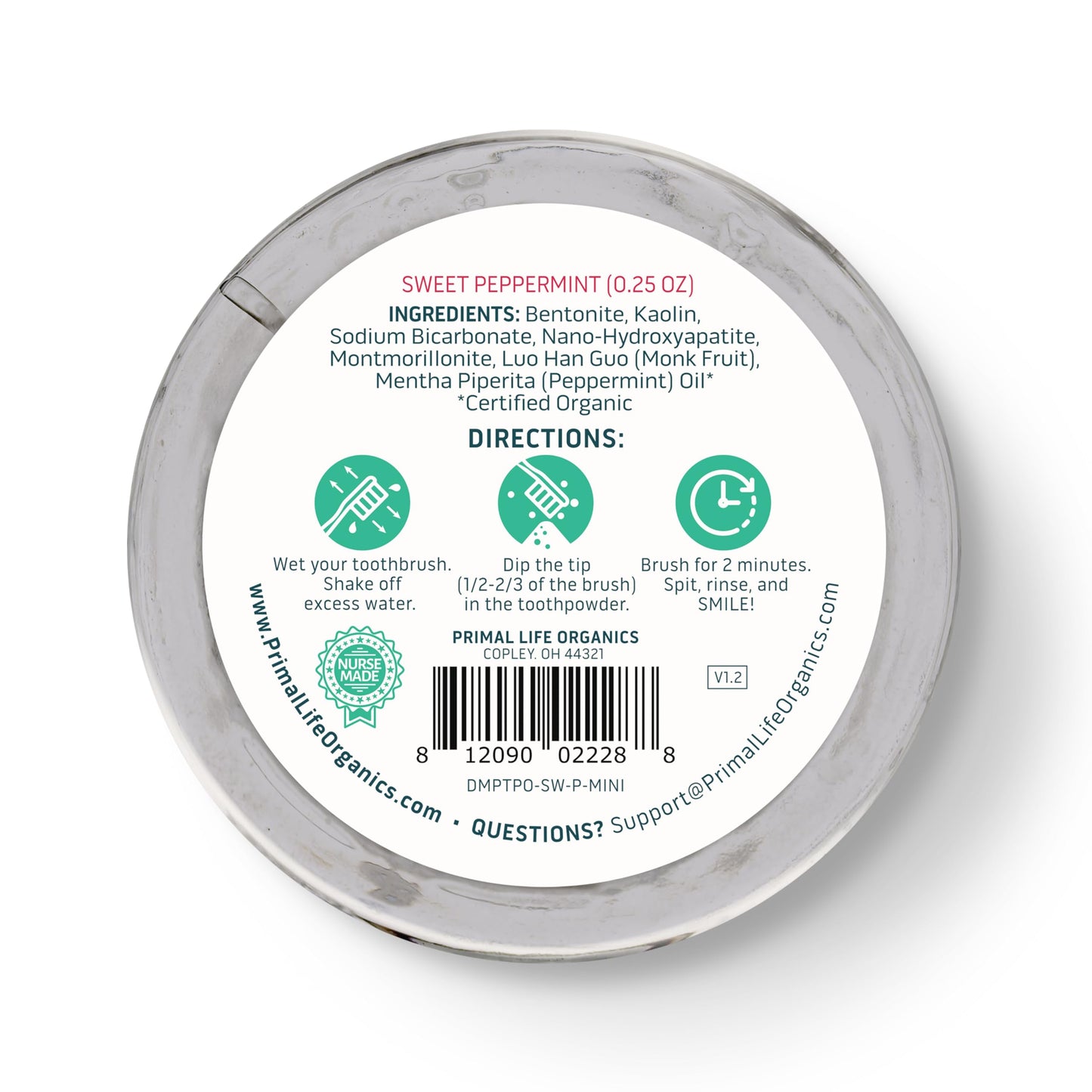 Primal Life Organics Dirty Mouth Toothpowder โ Vegan & Organic, 0.25 oz