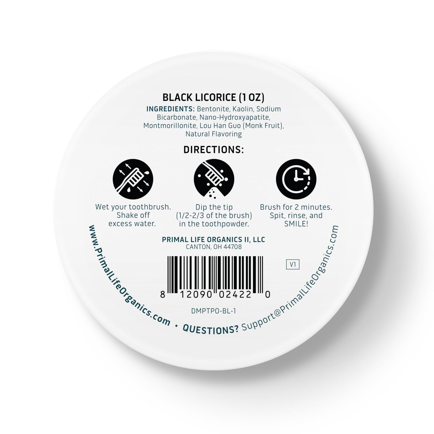 Dirty Mouth Toothpowder โ Black Licorice, 1 oz | Primal Life Organics (Organic & Vegan)