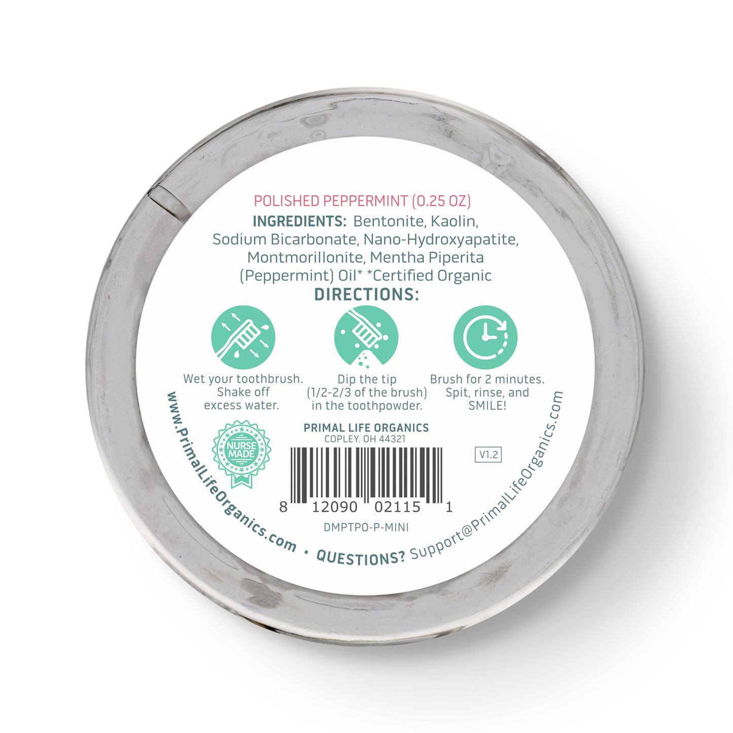 Primal Life Organics Dirty Mouth Toothpowder โ Organic Vegan Peppermint 0.25 oz