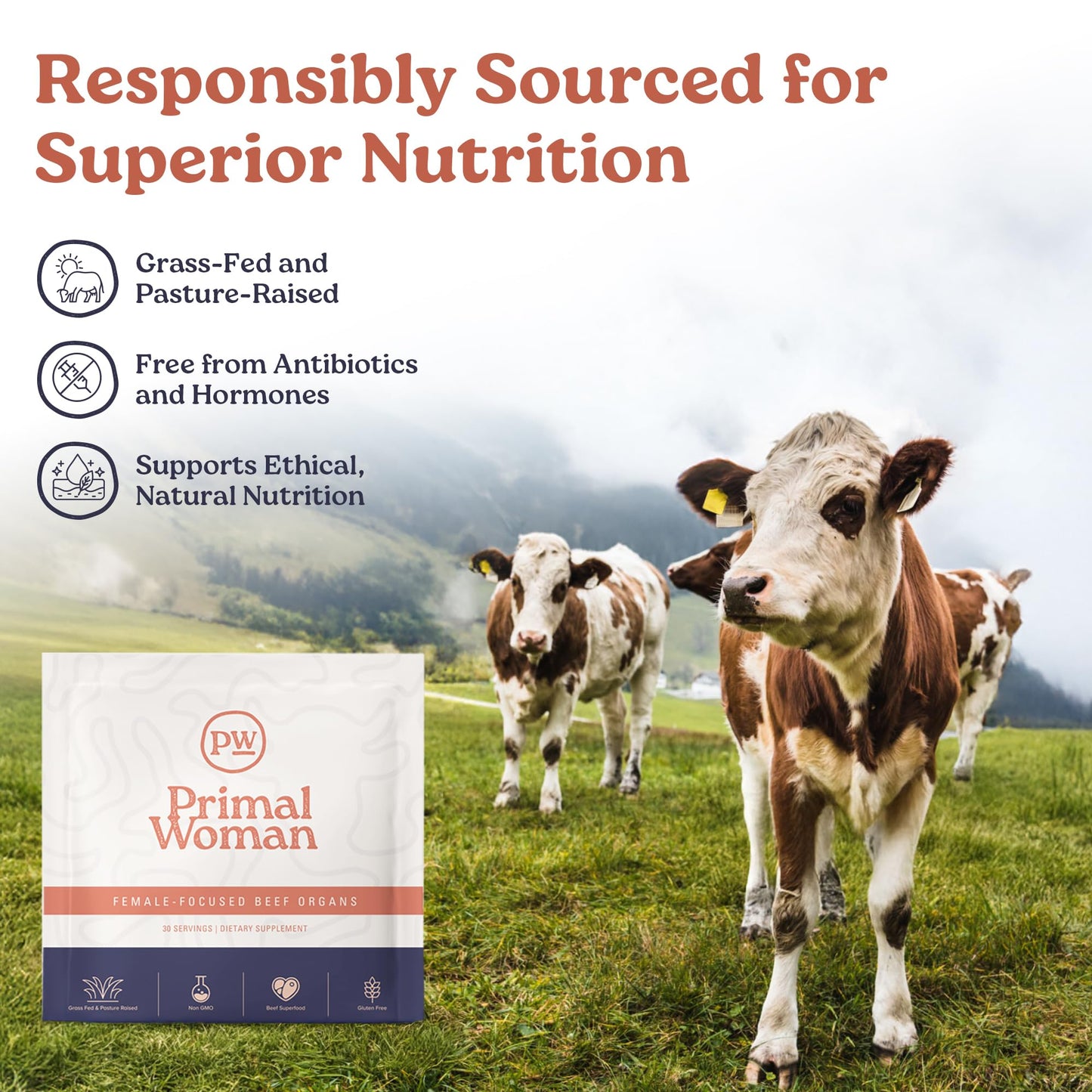 Primal Woman Beef Organ Capsules for Women โ Grass-Fed Liver & Heart Support (60 Capsules)