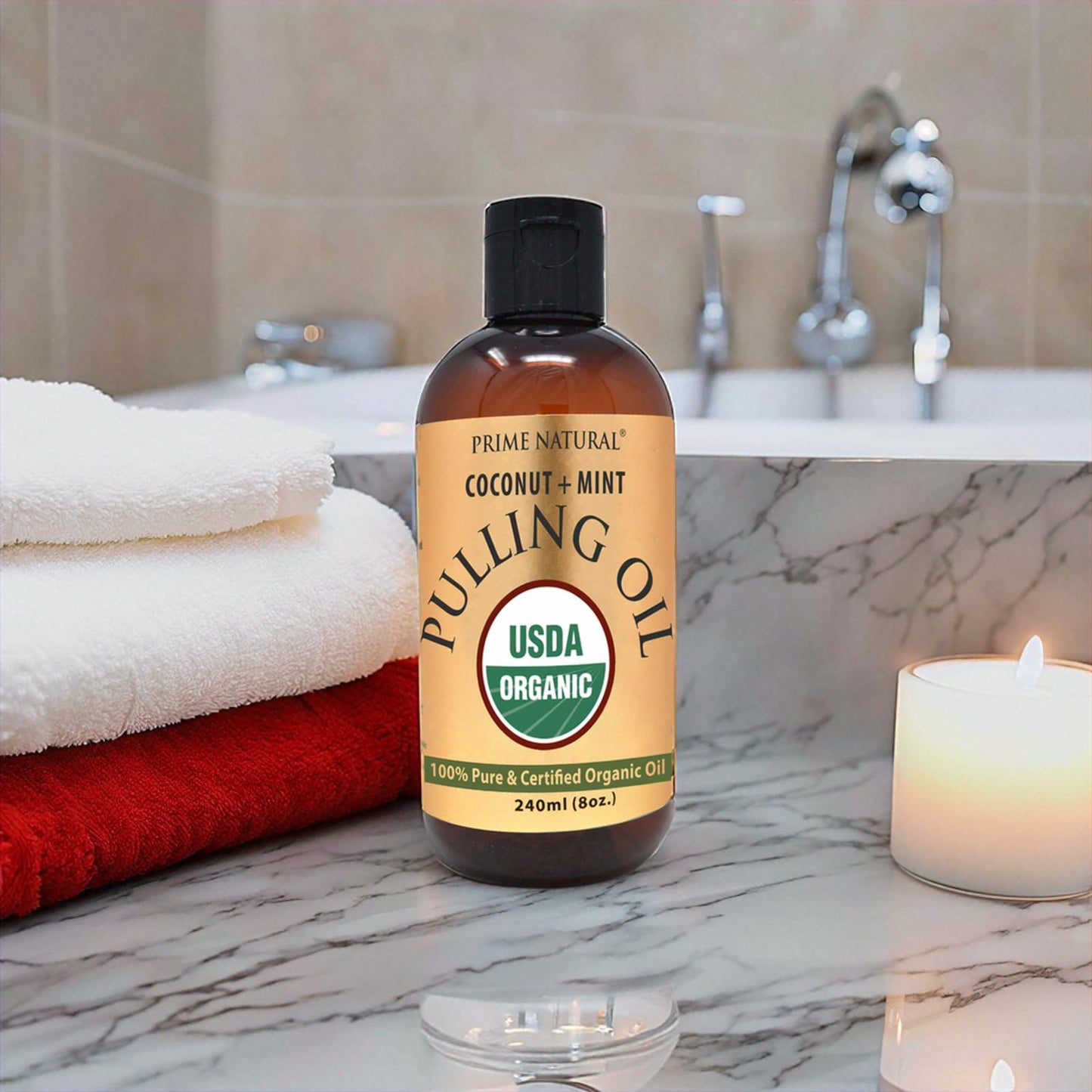 Prime Natural Oil Pulling 8oz โ Organic Coconut & Peppermint | Cocomint
