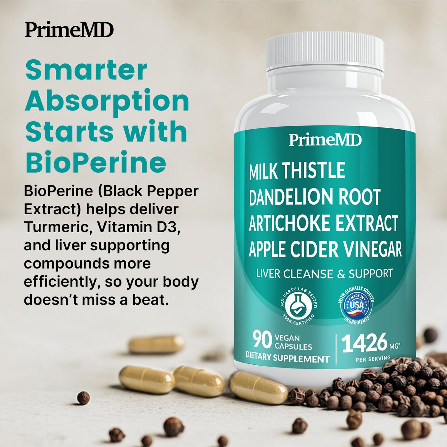 PrimeMD 32-in-1 Liver Support with Milk Thistle β 180 Count (Pack of 2) β 1426mg