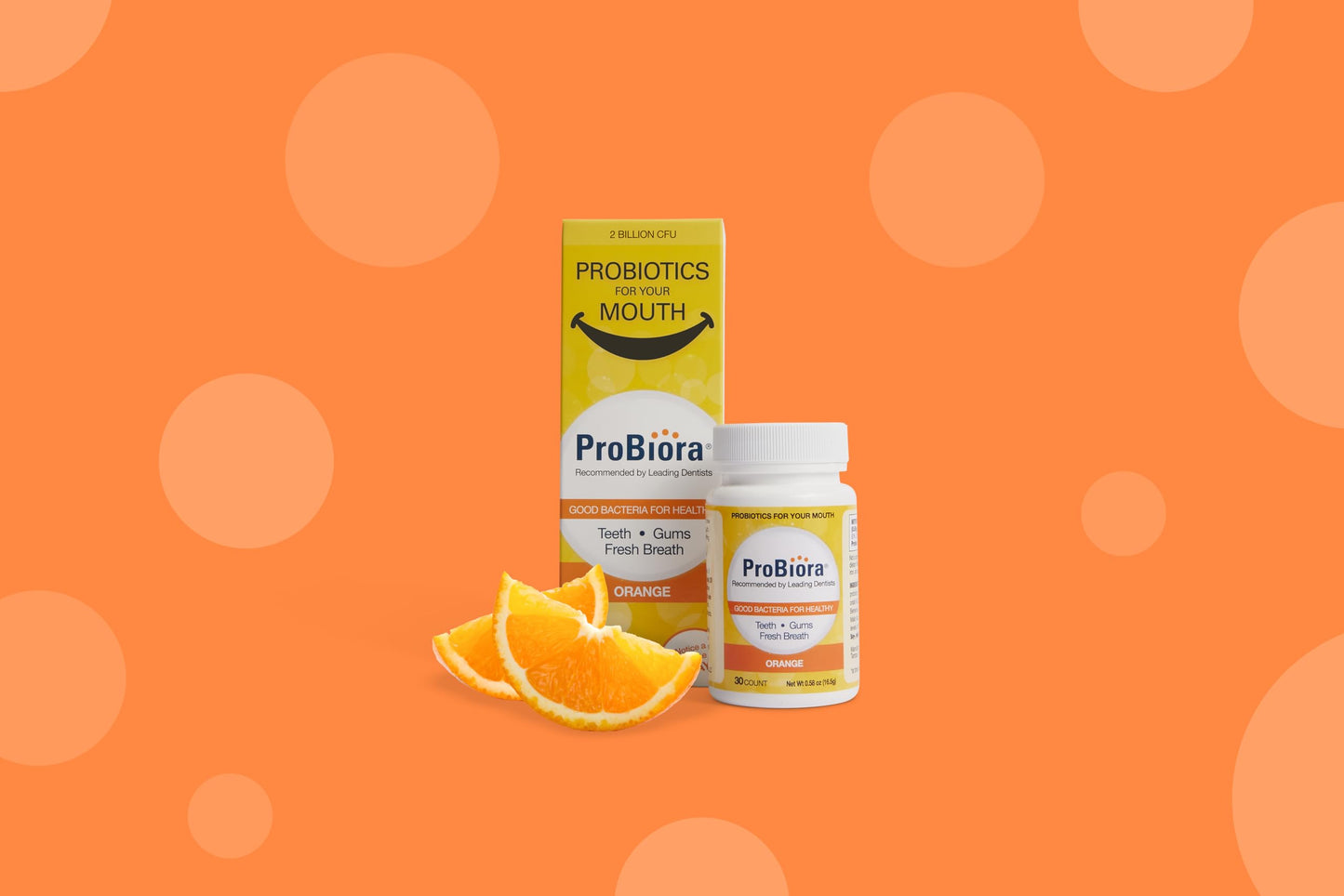 ProBiora Oral-Care Probiotic Tablets โ 2 x 30-Count Orange Flavor for Fresh Breath, Whiter Teeth