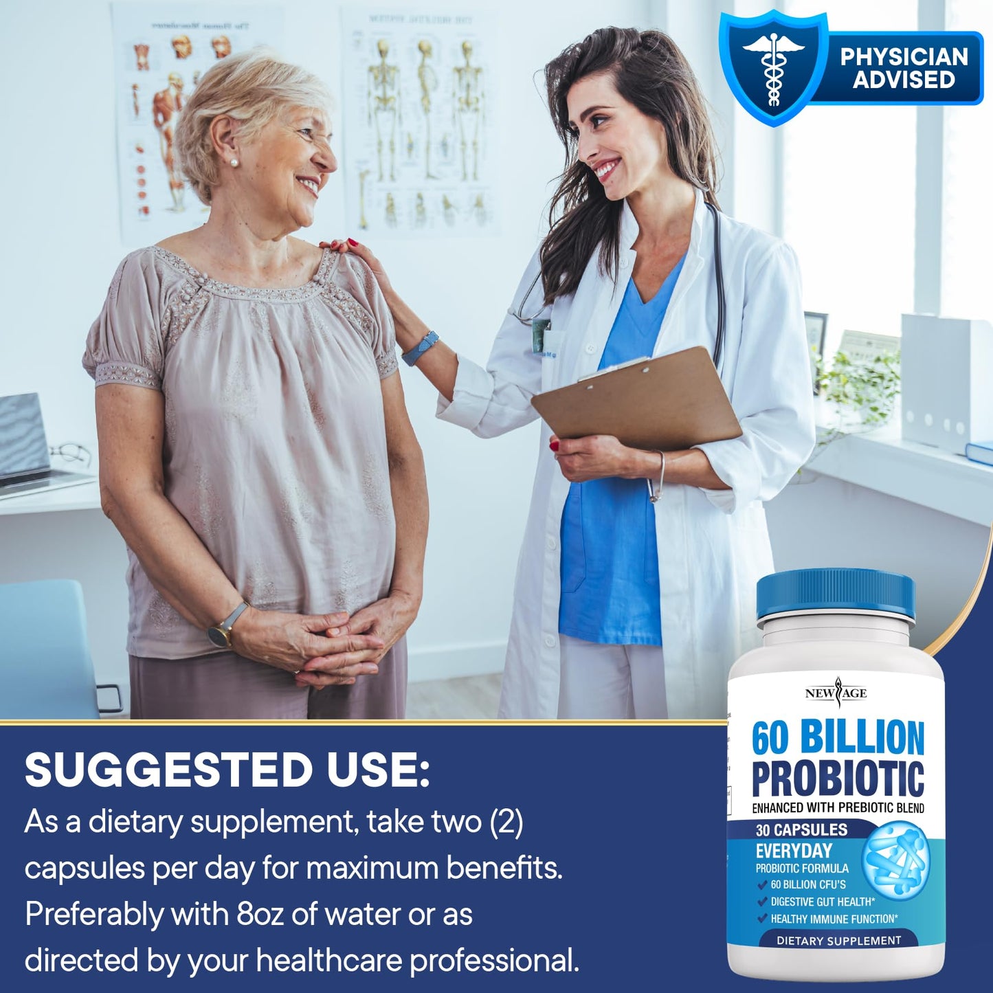 Probiotics 60B CFU with Prebiotic โ For Women, Men & Adults | Shelf Stable