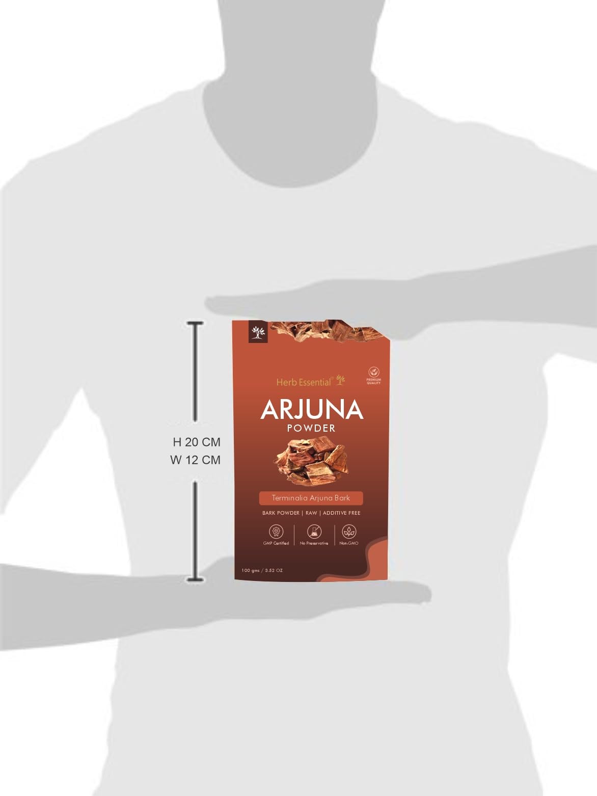 Herb Essential Arjuna Powder 2x100g โ Terminalia Arjuna Bark, Vegan, GMP Certified