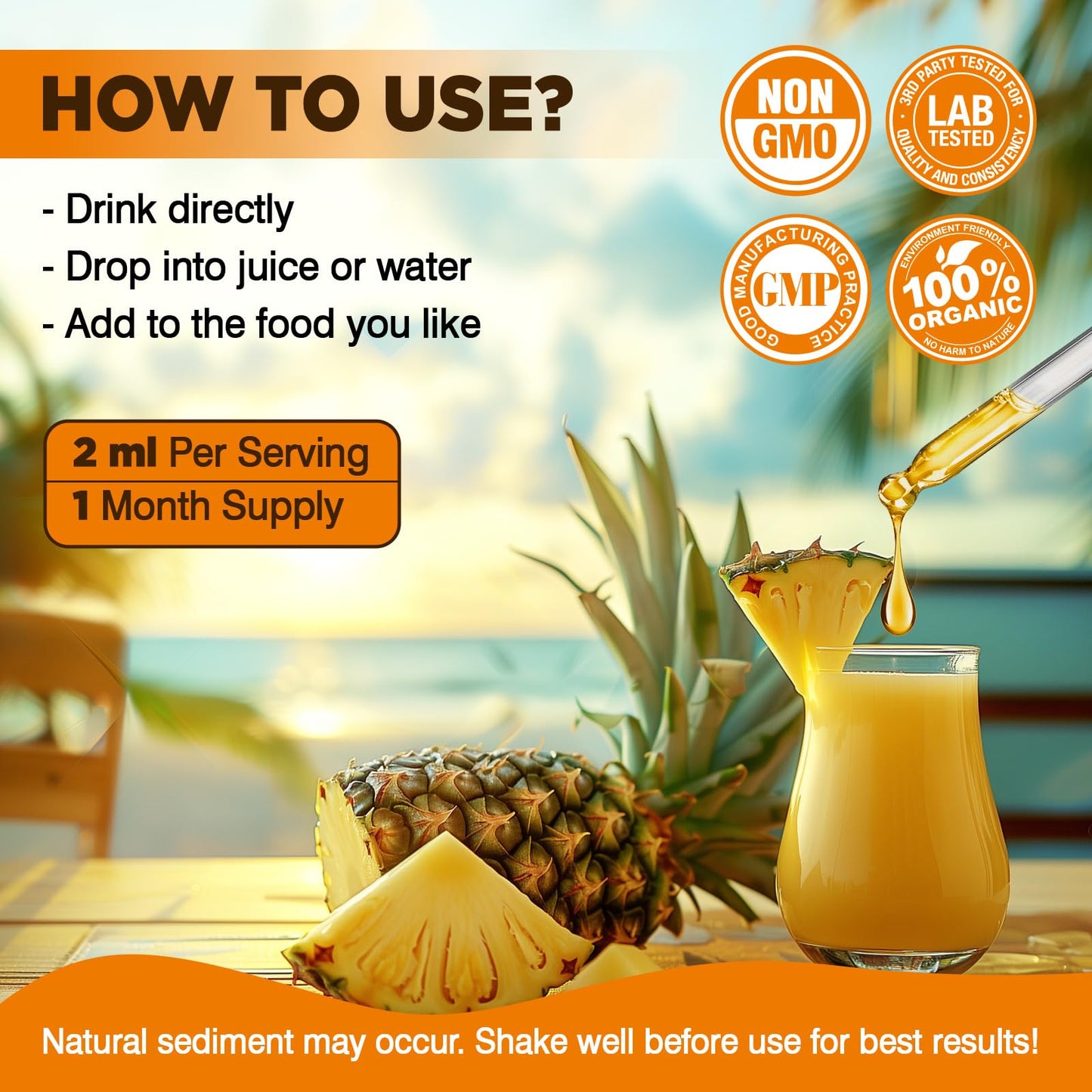 Liposomal Quercetin with Bromelain Liquid Drops โ 8-in-1 Organic Immune Support (2 oz)