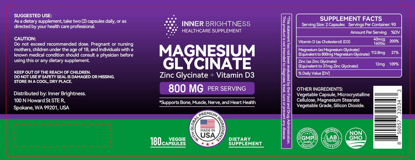 Magnesium Glycinate with Zinc & Vitamin D3 โ Sleep, Immune & Heart Health