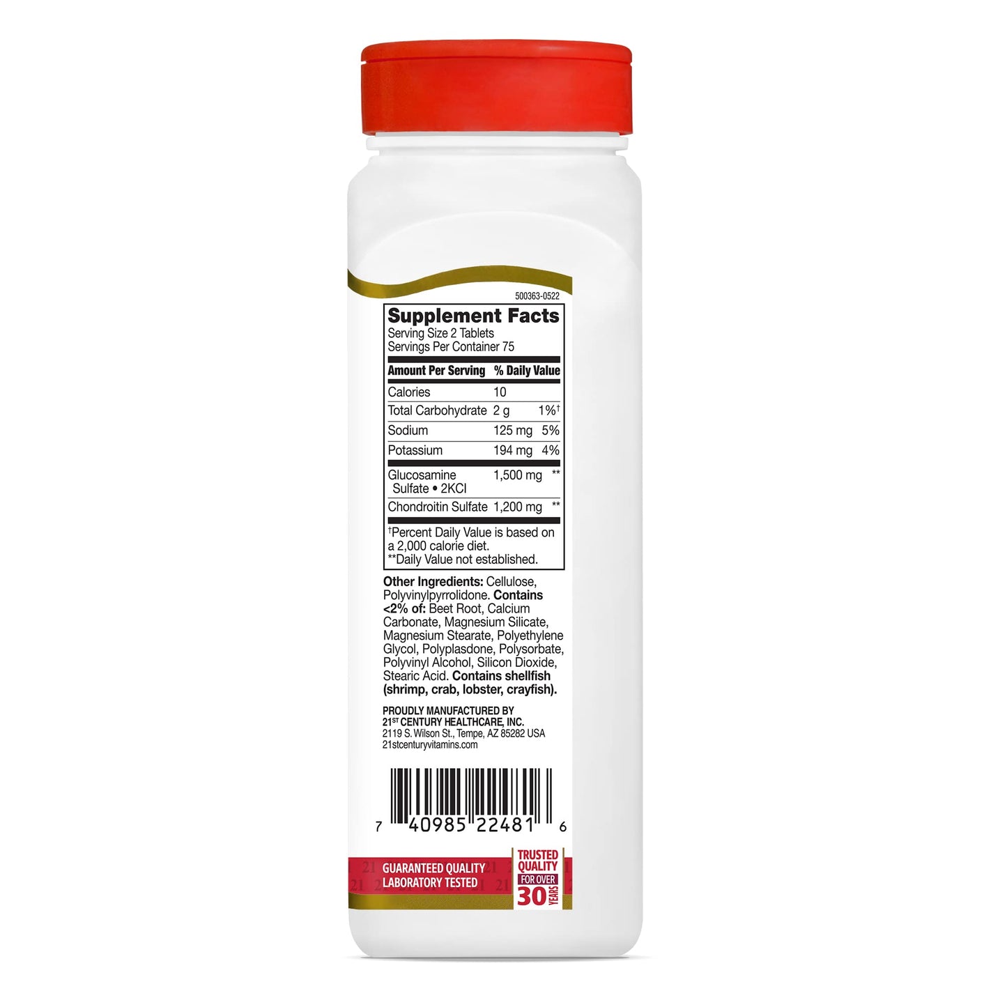 21st Century Glucosamine Chondroitin 750/600mg โ Triple Strength Tablets (150 Count)