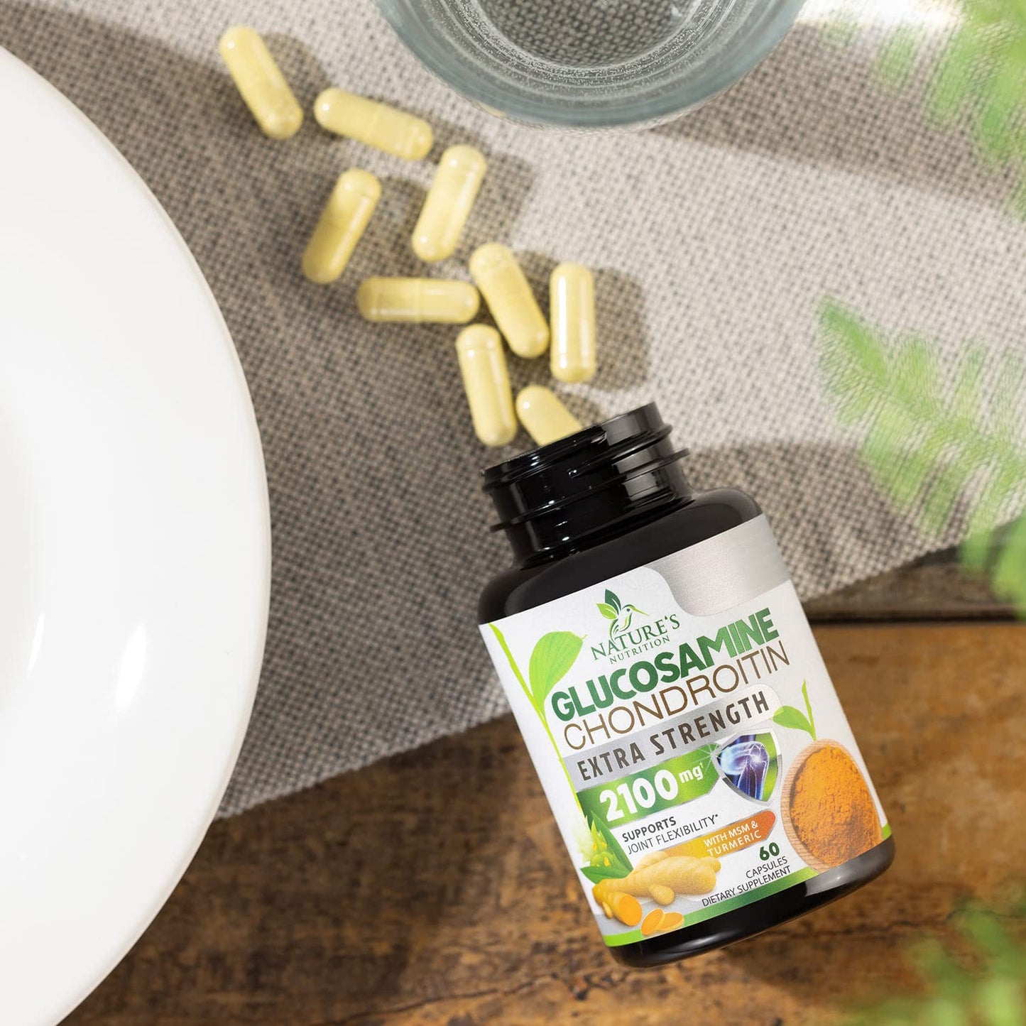 Glucosamine Chondroitin MSM 2100mg โ 3x Strength Joint Support with Turmeric & Boswellia