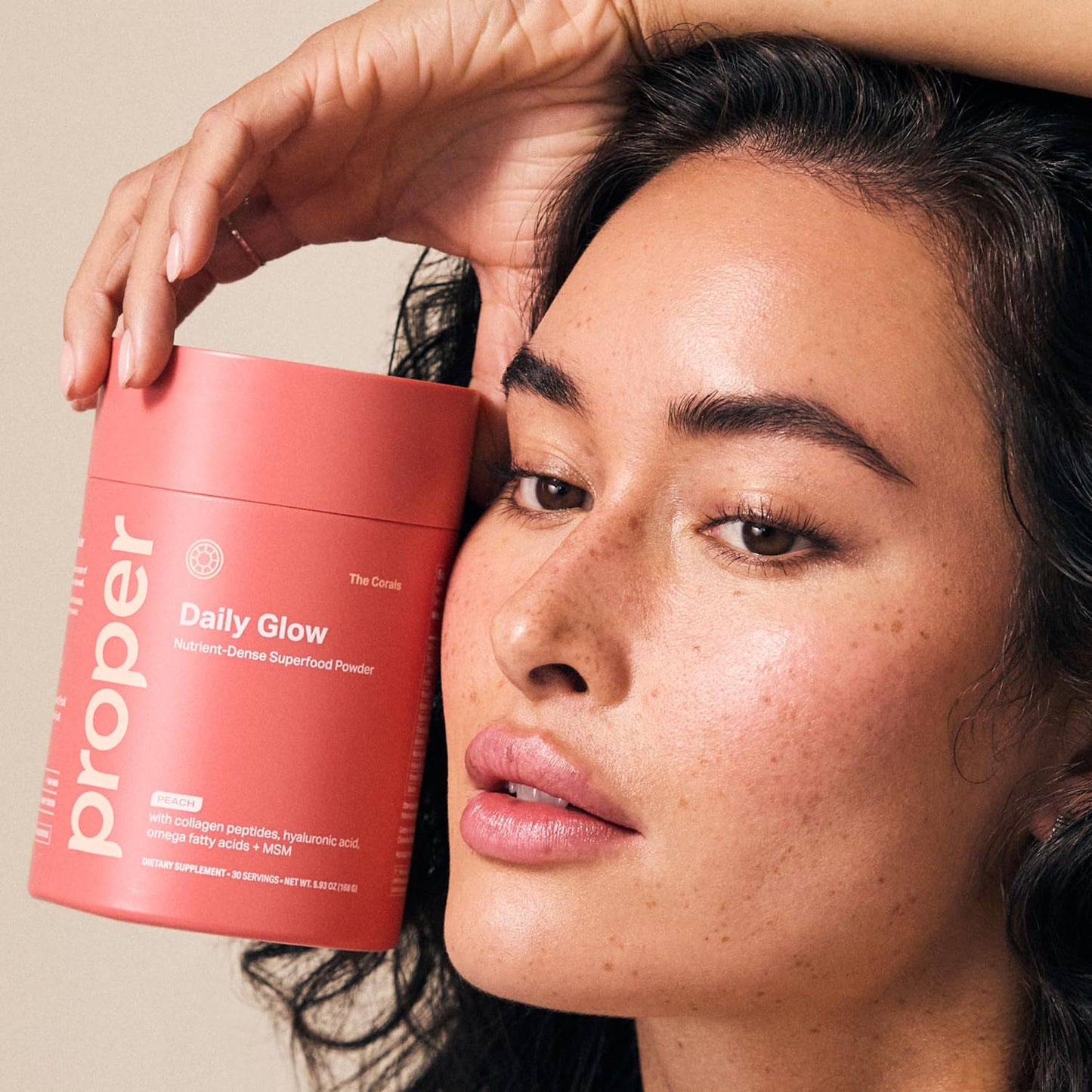 Proper, The Corals Daily Glow Beauty Blend โ Nutrient Dense Superfood Powder with Collagen Peptides, Hyaluronic Acid, Vitamin C & MSM | Hair, Skin & Nails