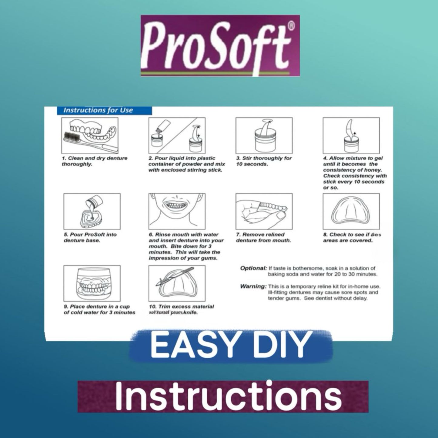 ProSoft Denture Reliner โ 2 Denture Plates, Zinc-Free