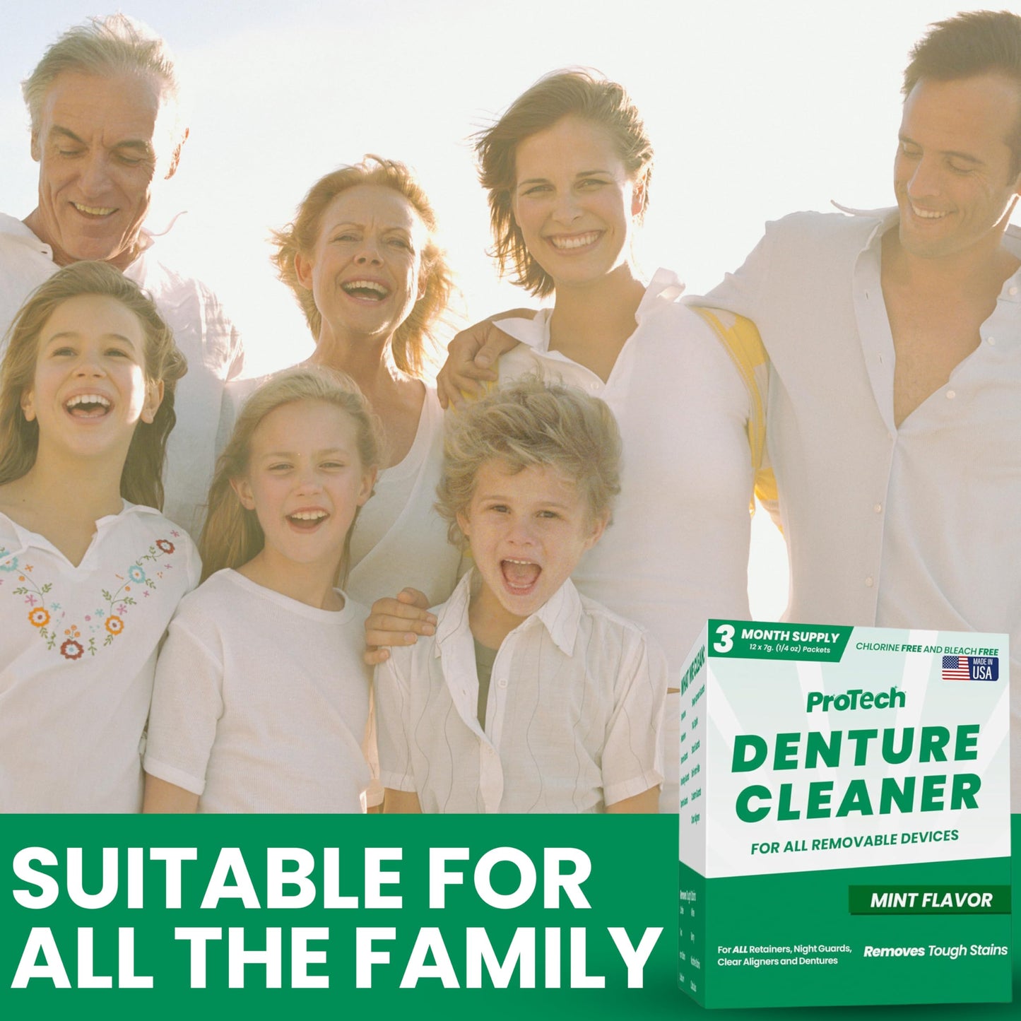 Protech Denture Cleaner Foils โ 7g (3-Month Supply) for Dentures & Retainers