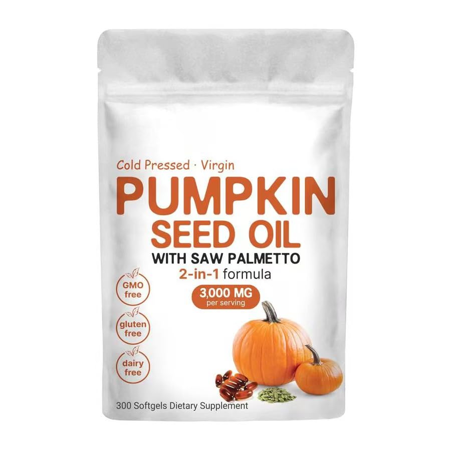 Pumpkin Seed Oil Capsules 3000mg with Saw Palmetto โ 2 in 1, 300 Softgels