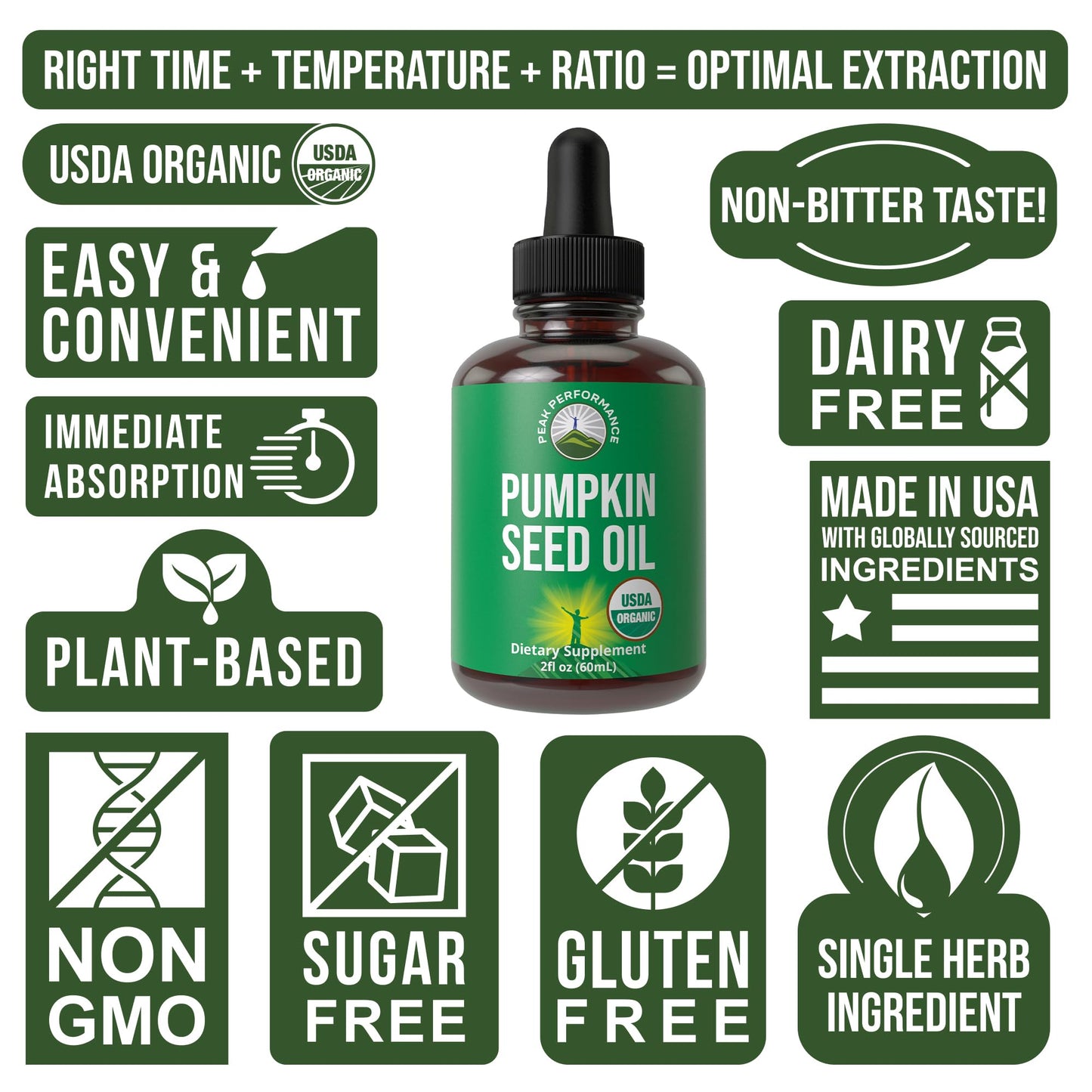 Pumpkin Seed Oil Drops โ USDA Organic, Vegan, Gluten Free | Hair & Skin Health, Prostate Support