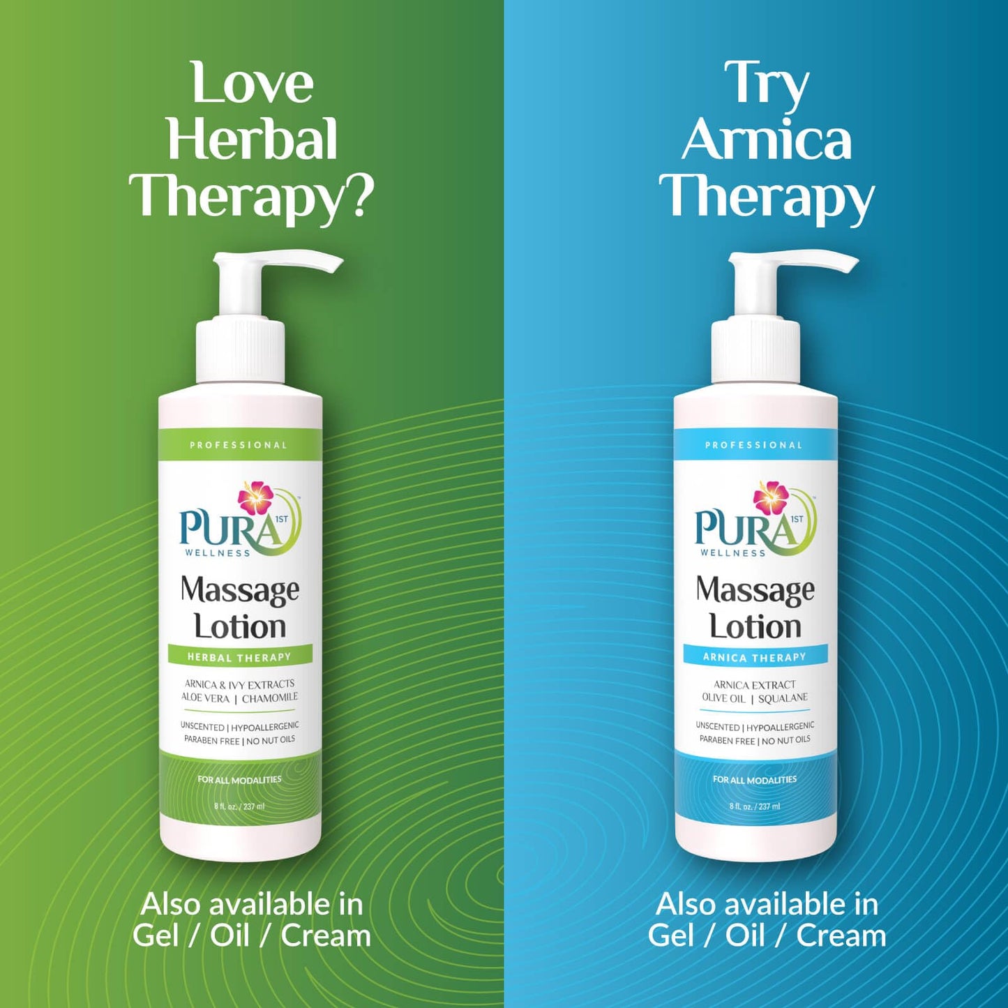 PURA 1st Wellness Professional Massage Lotion 8oz โ Unscented, Hypoallergenic