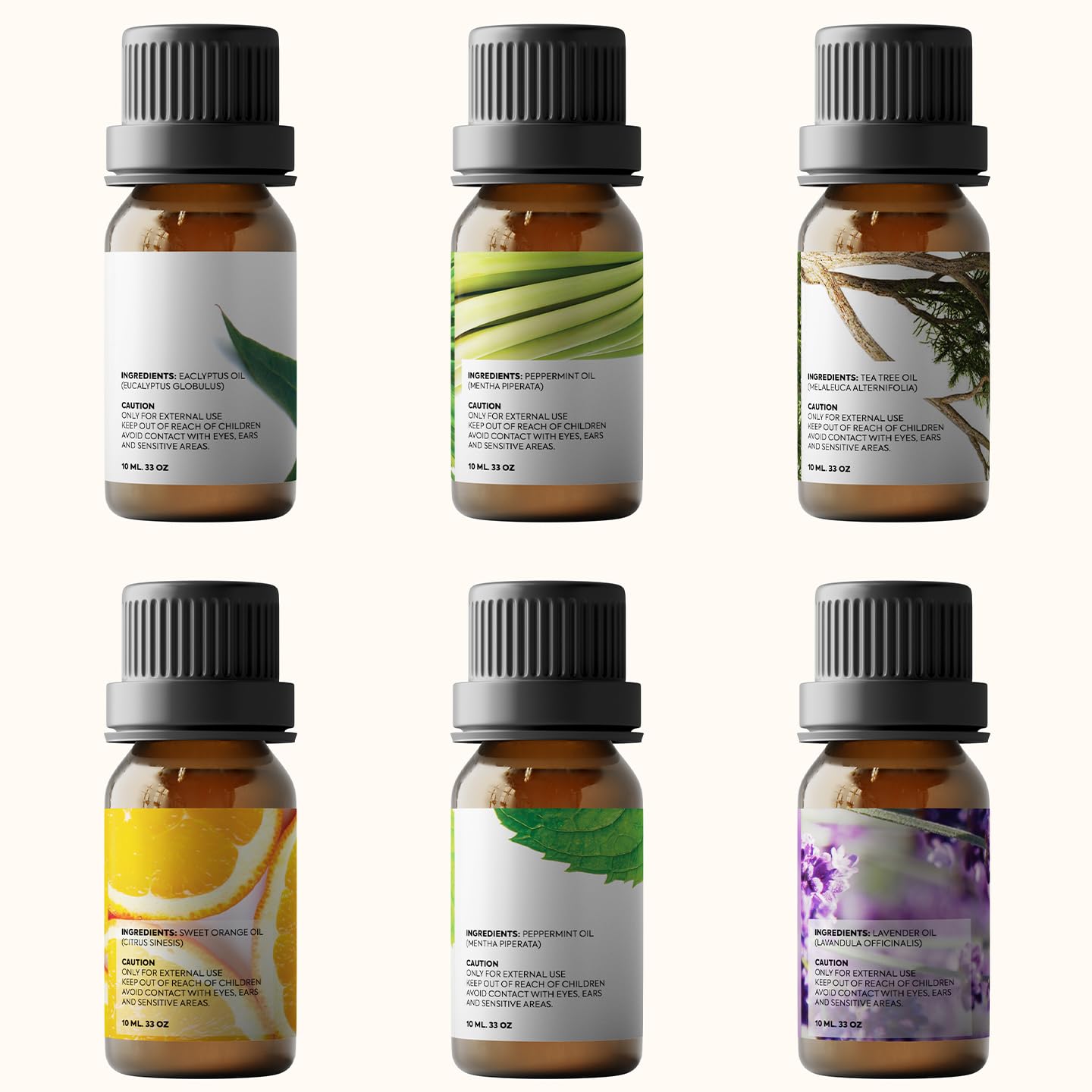 Pure Aroma Essential Oils Set โ 6x10ml Aromatherapy Gift Pack (Lavender, Eucalyptus, Lemongrass, Sweet Orange, Peppermint, Tea Tree)