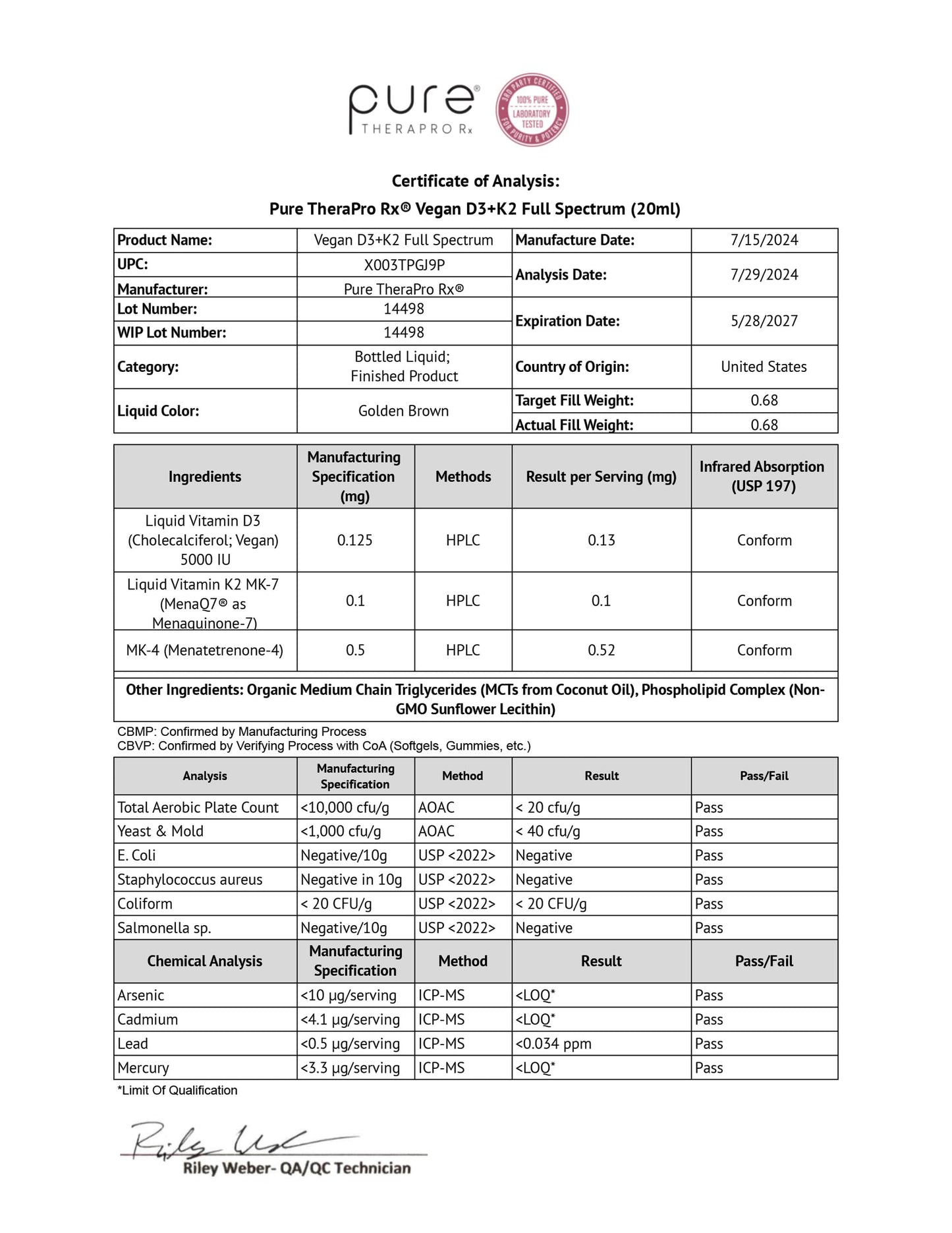 Pure Therapro Rx Vegan D3 + K2 Liposomal 20ml โ 5000 IU D3, 600 mcg K2 (MK4/MK7) โ 6 Month Supply, USA Made