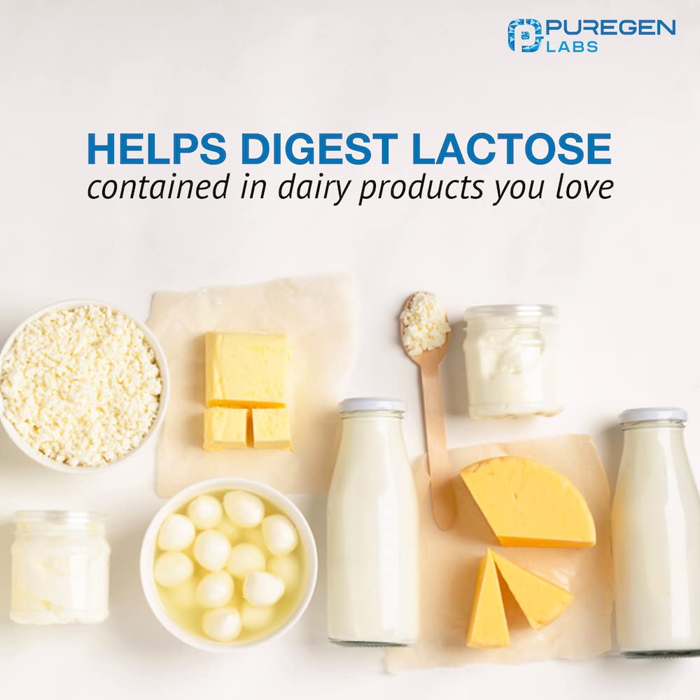 Puregen Labs Dairy Relief โ Natural Fast Acting Lactase Enzyme 3000 FCC, 90 Caplets