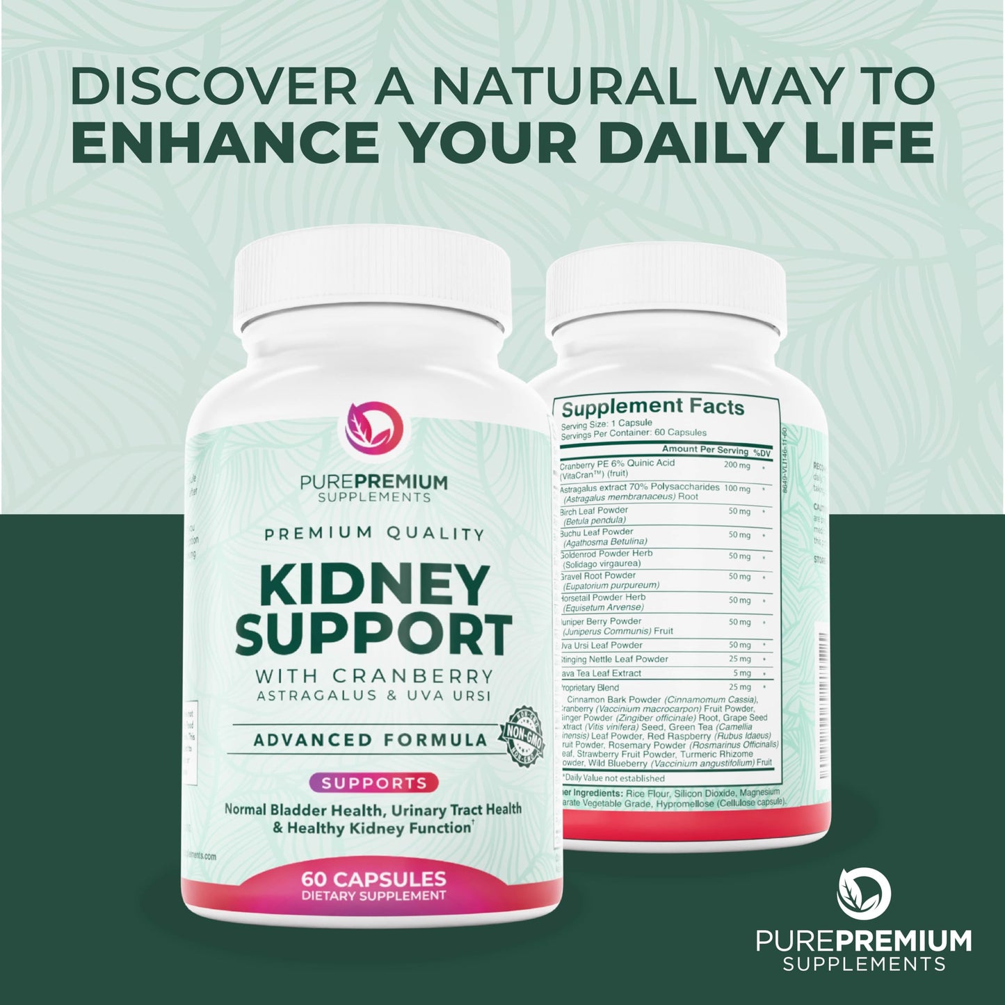 PurePremium Kidney Support โ Cranberry & Astragalus (21-in-1)