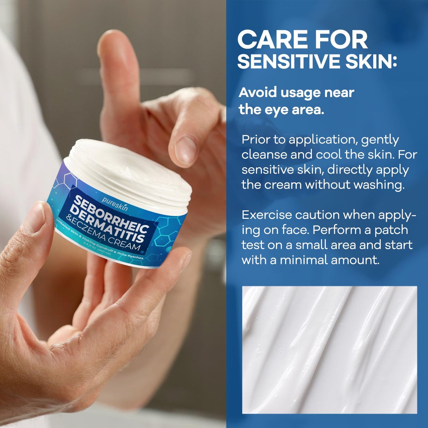PureSkin Seborrheic Dermatitis & Psoriasis Cream β Steroid-Free Herbal Antifungal (3.4 oz)