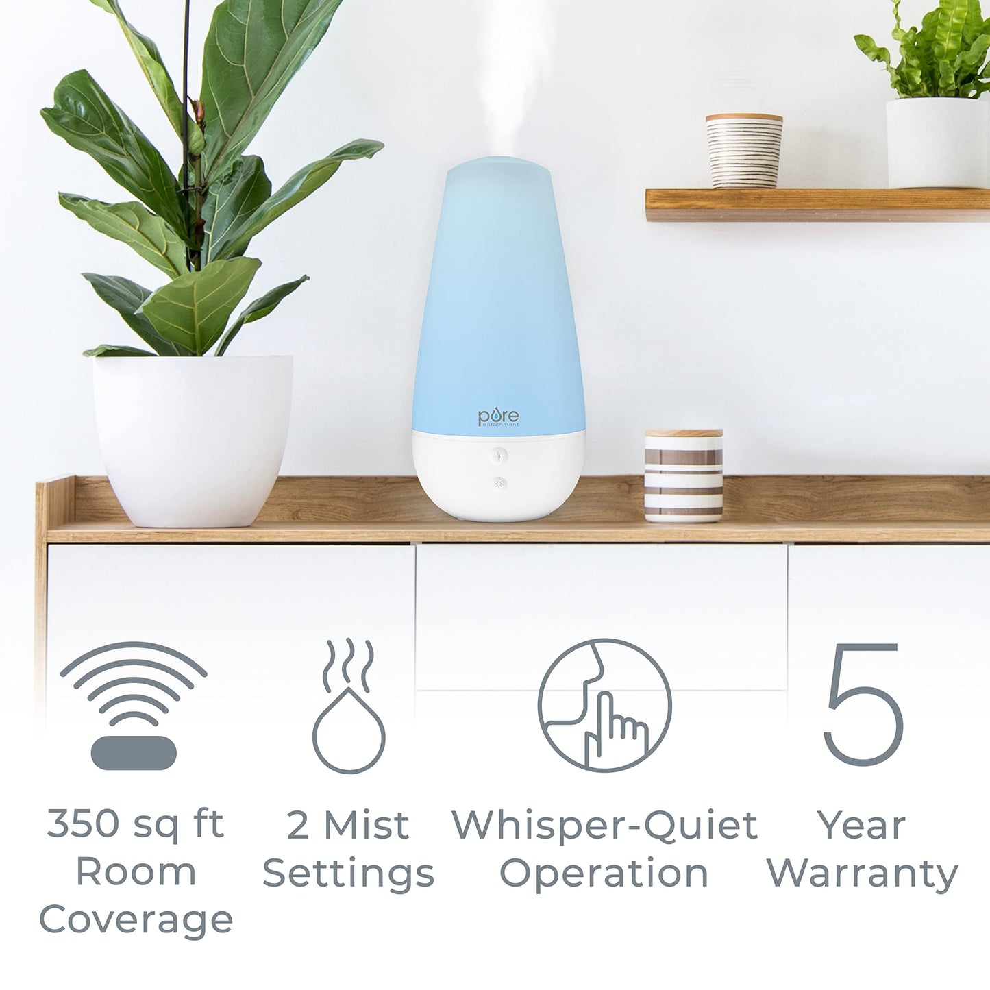 PureSpa XL 3-in-1 Humidifier, Diffuser & Mood Light โ 2L, 350 sq ft