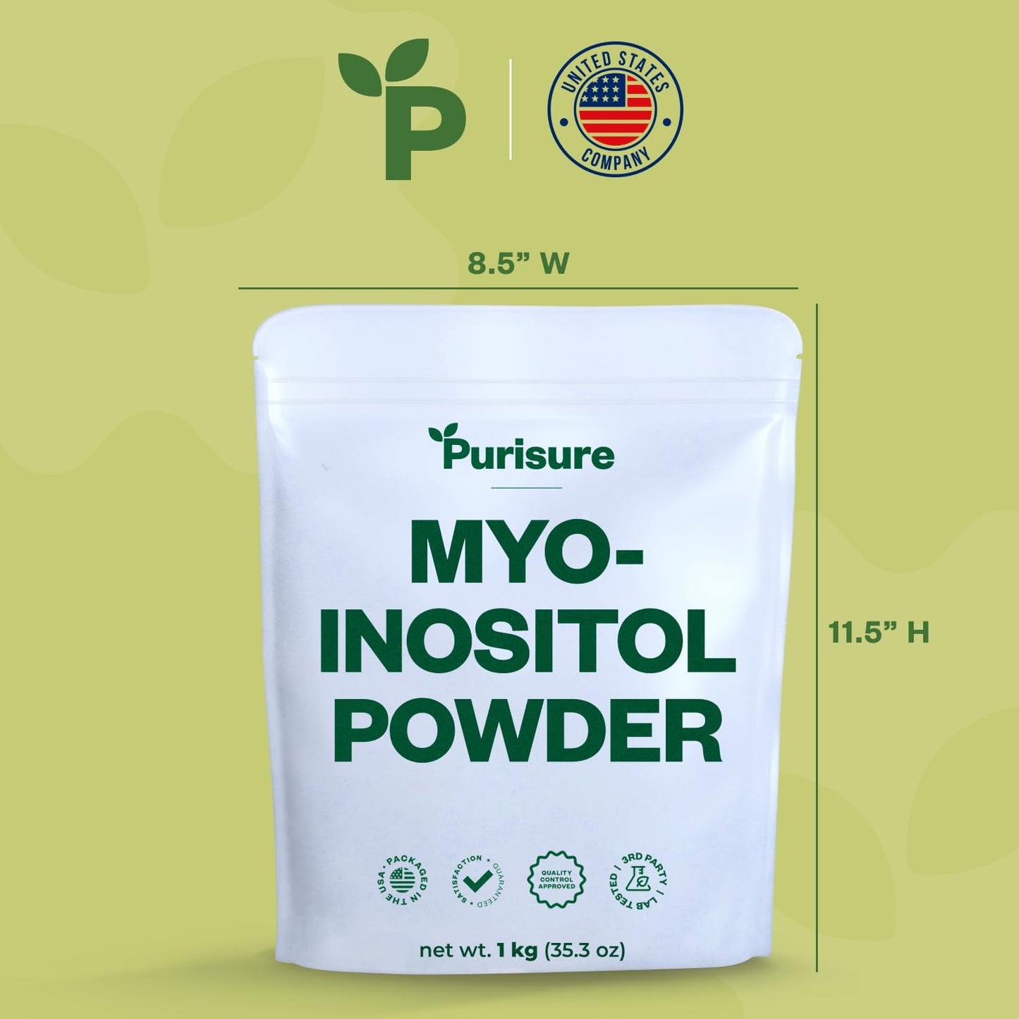 Purisure Myo-Inositol Powder 1kg โ Fertility, Hormonal Balance, Ovarian Support | Vegan, Non-GMO | 2000 Servings