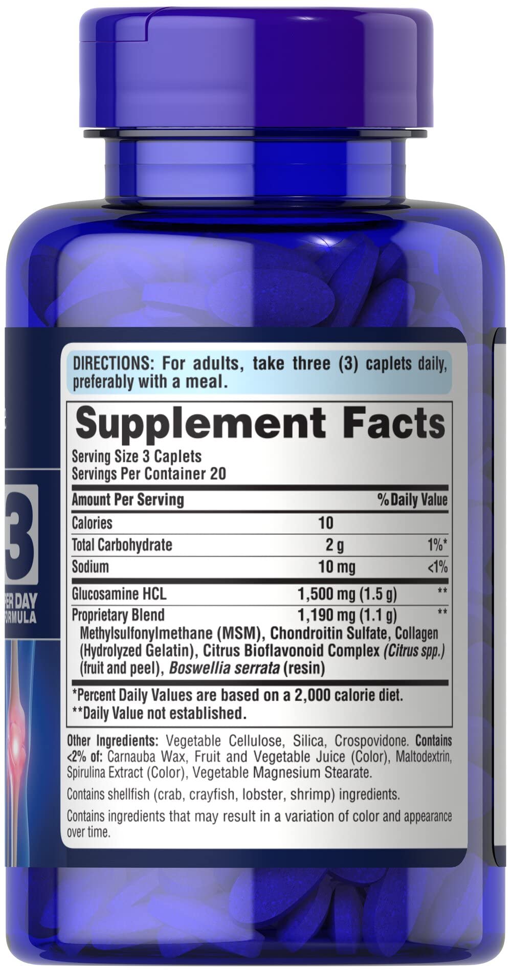Puritan's Pride Glucosamine Chondroitin MSM Joint Soother โ 60 Cap