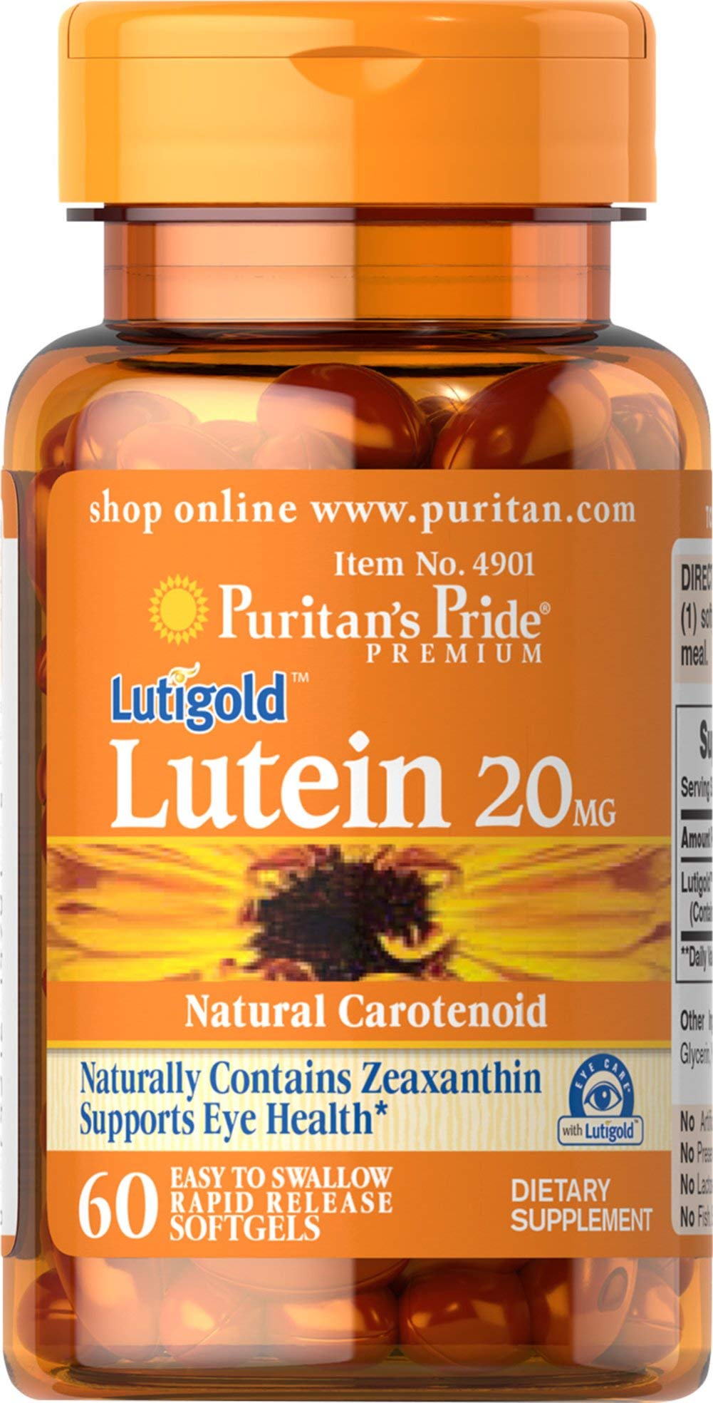 Puritan's Pride Lutein 20 mg with Zeaxanthin โ 60 Softgels