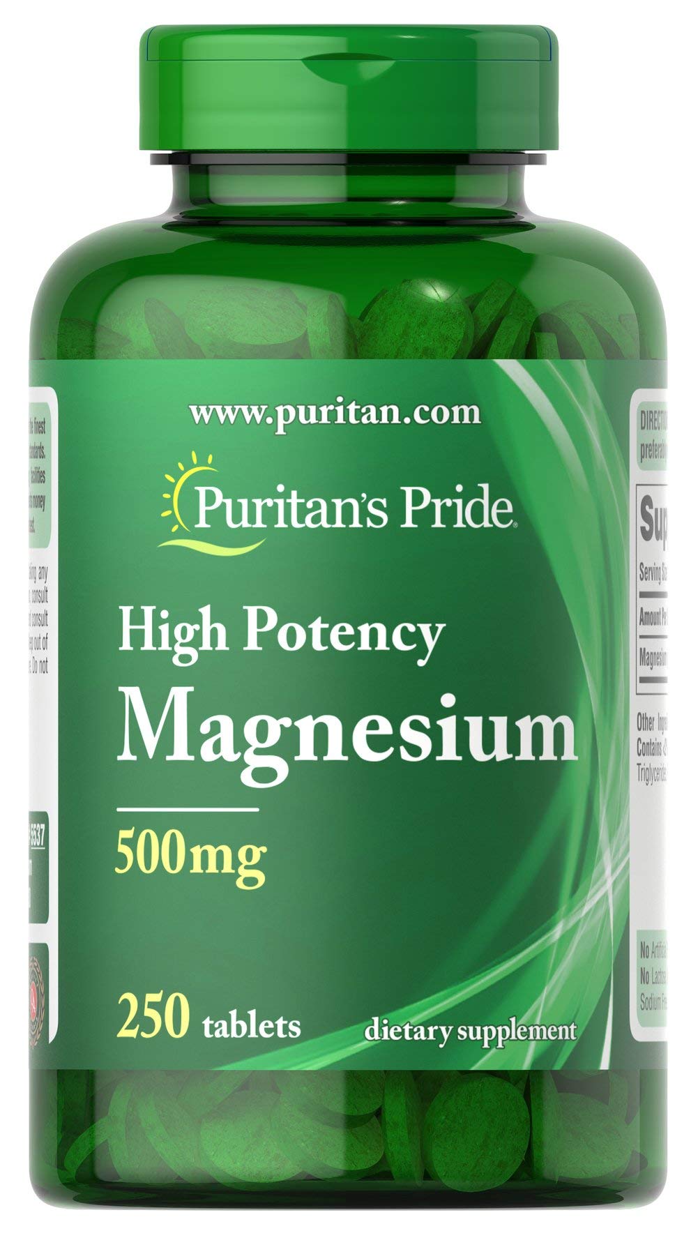 Puritans Pride Magnesium 500 mg โ 250 Tablets (250 Count)