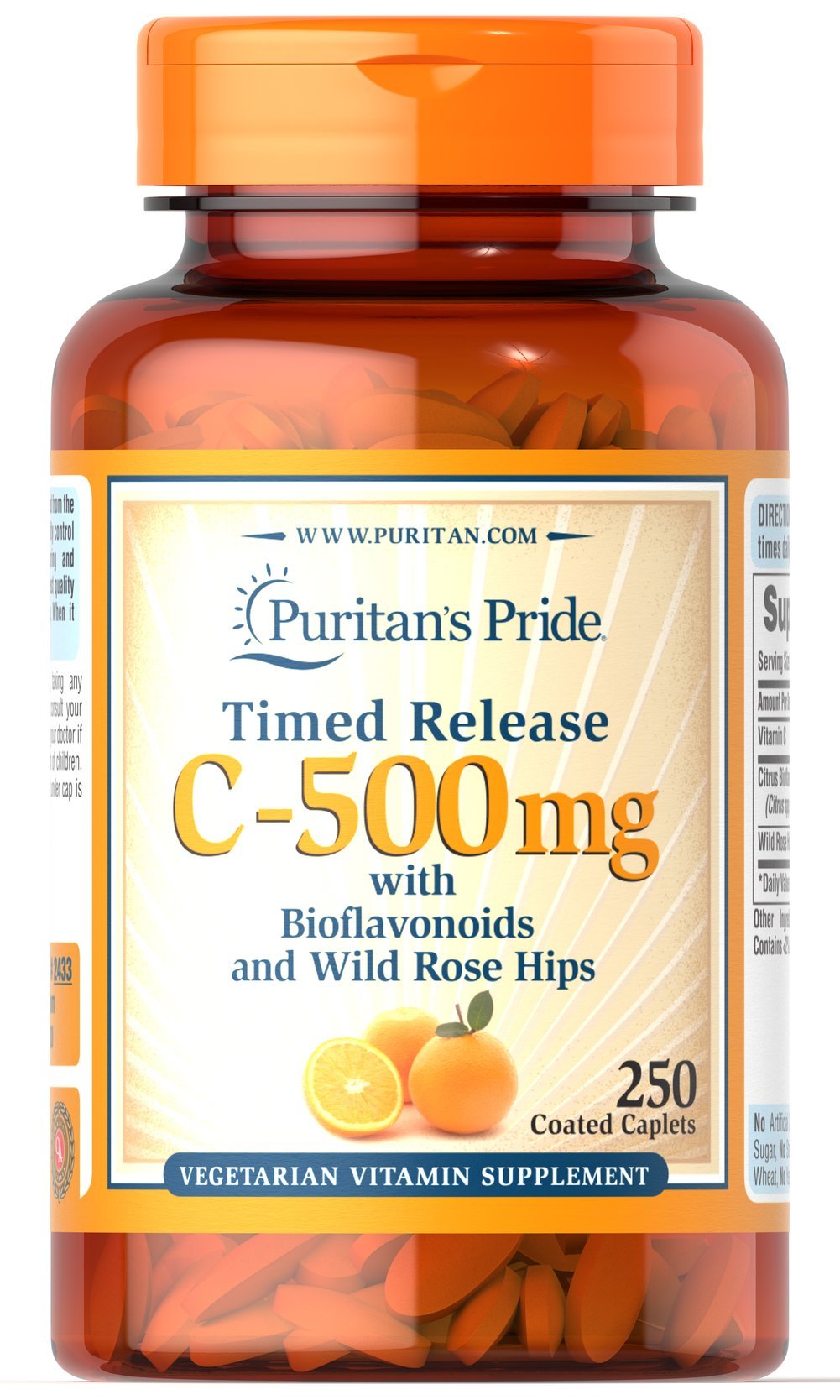 Puritan's Pride Vitamin C 500 mg with Rose Hips Caplets, 250 Count โ Discontinued